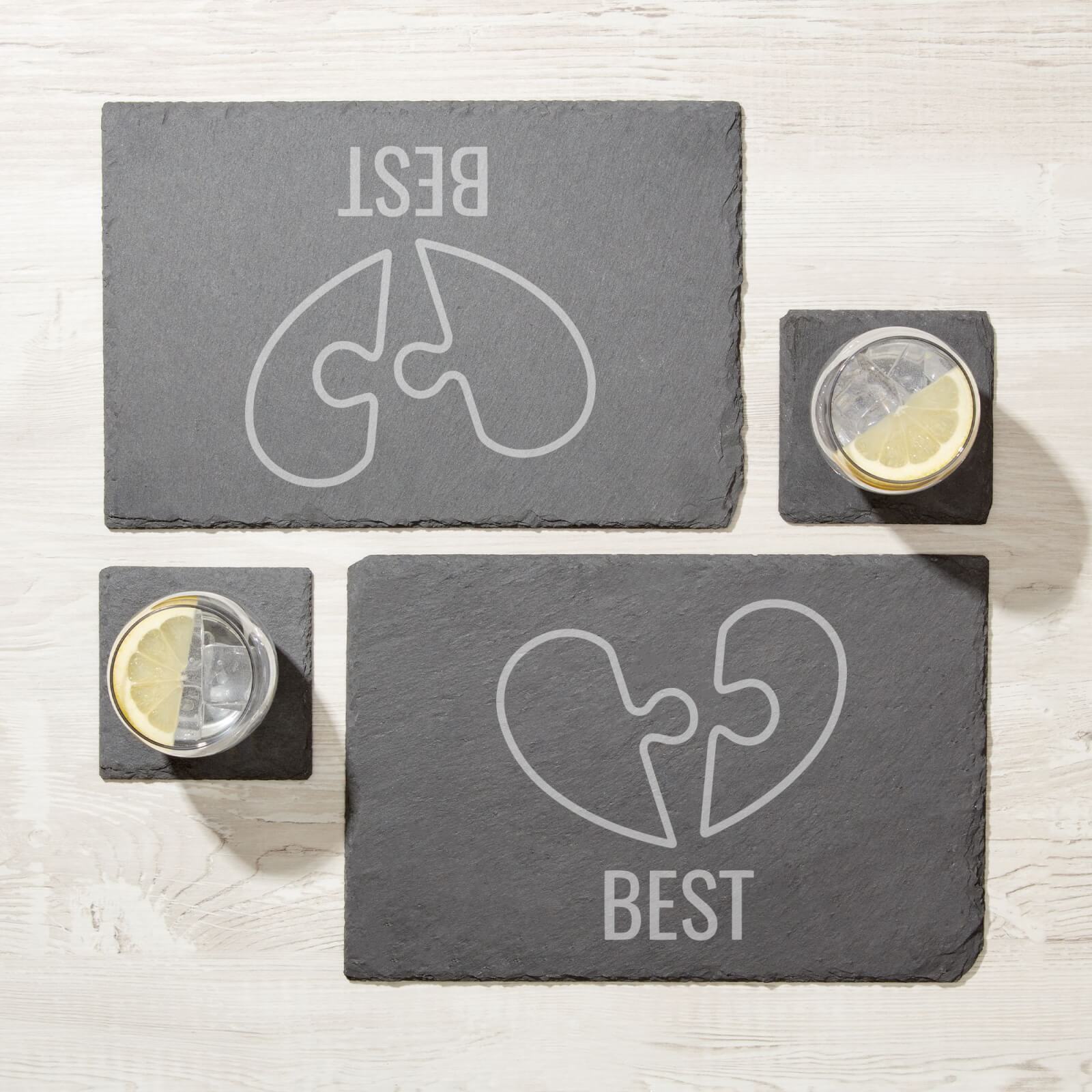 Best Friend Jig Saw Engraved Slate Placemat - Set of 2