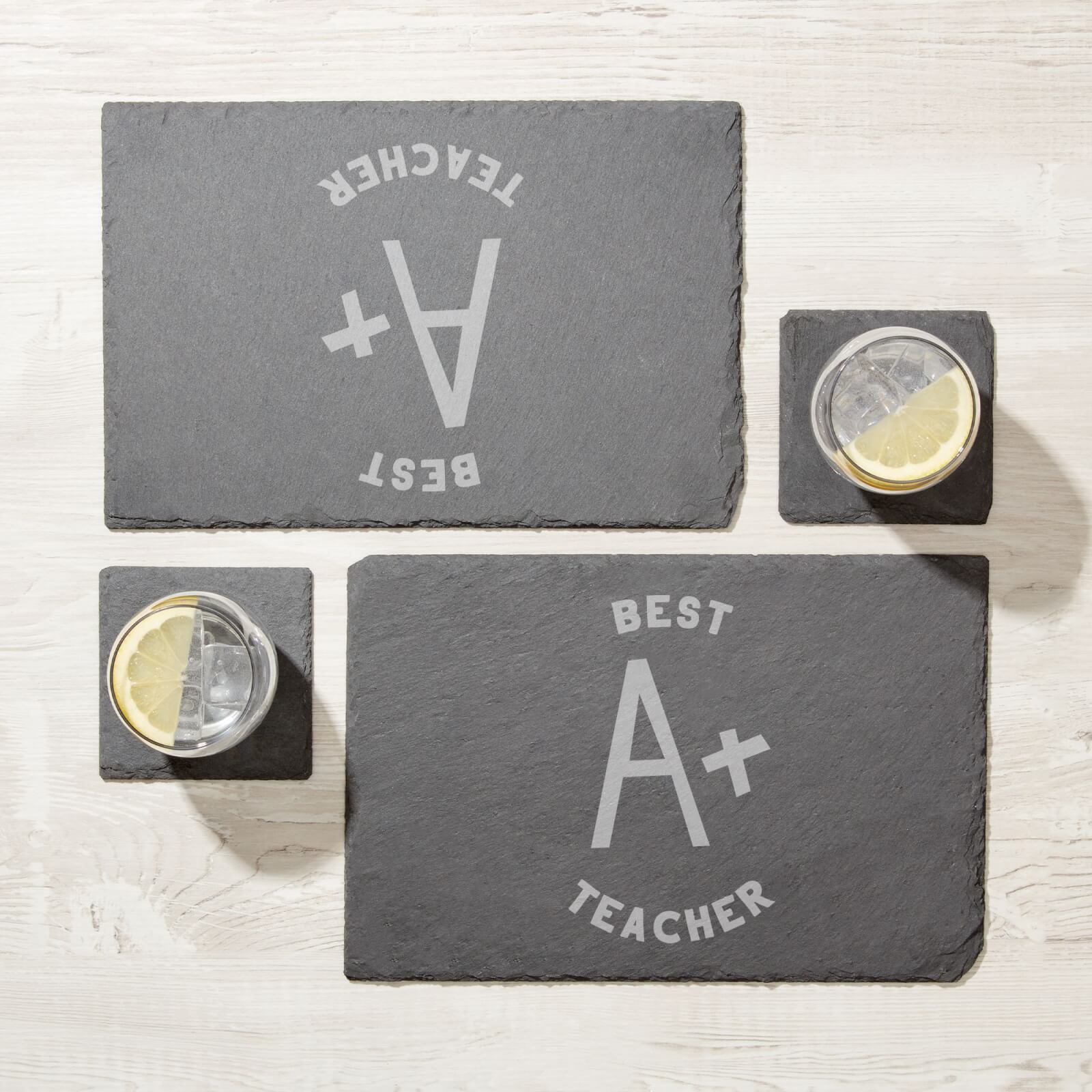 Best Teacher Engraved Slate Placemat - Set of 2