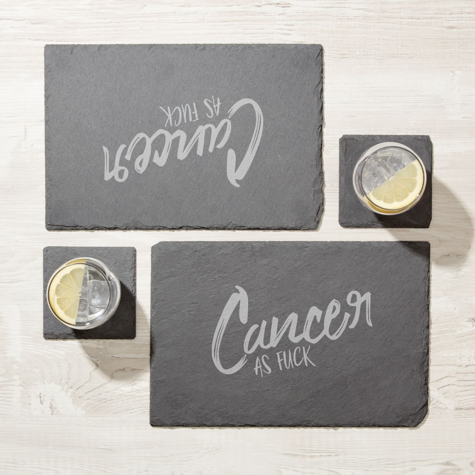 Cancer As Fuck Engraved Slate Placemat - Set of 2