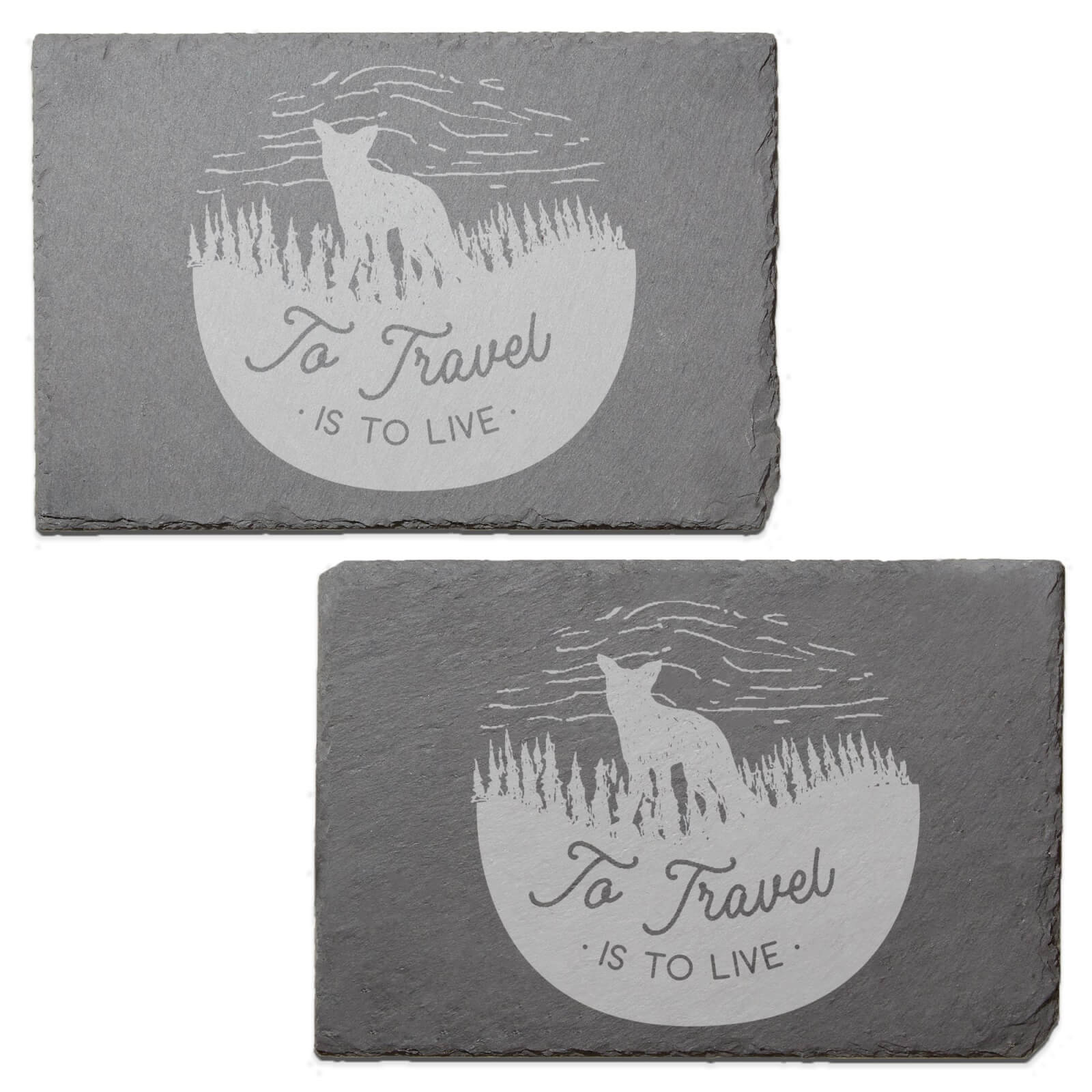 To Travel Is To Live Engraved Slate Placemat - Set of 2