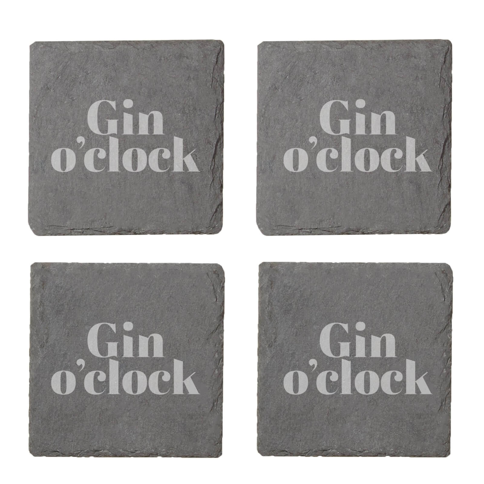 Gin O'Clock Engraved Slate Coaster Set