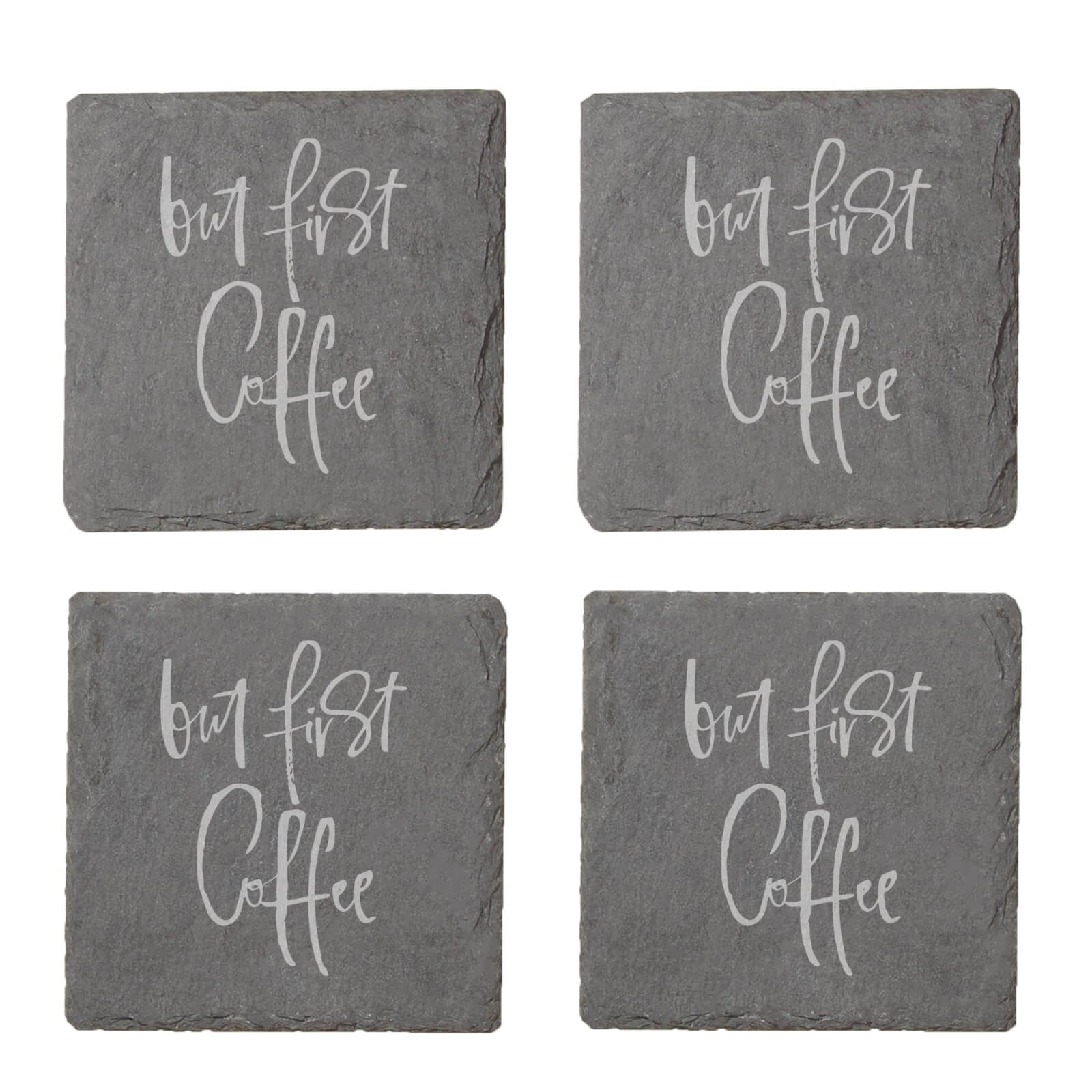 But First Coffee Engraved Slate Coaster Set