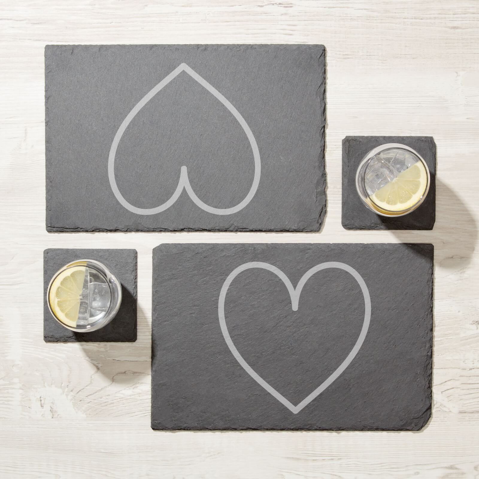 Heart Engraved Slate Placemat - Set of 2