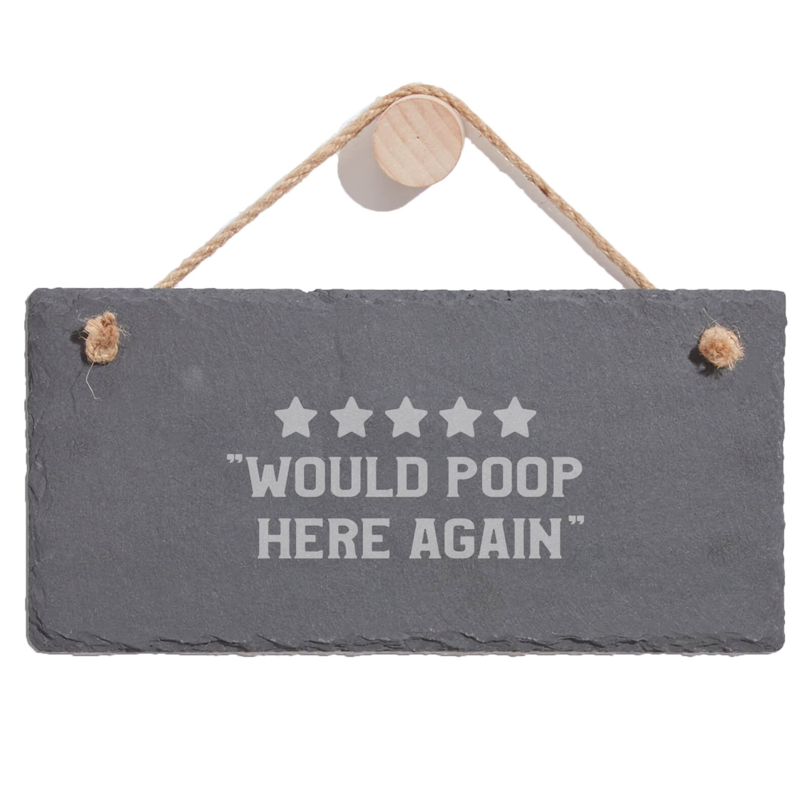 Would Poop Here Again Engraved Slate Hanging Sign