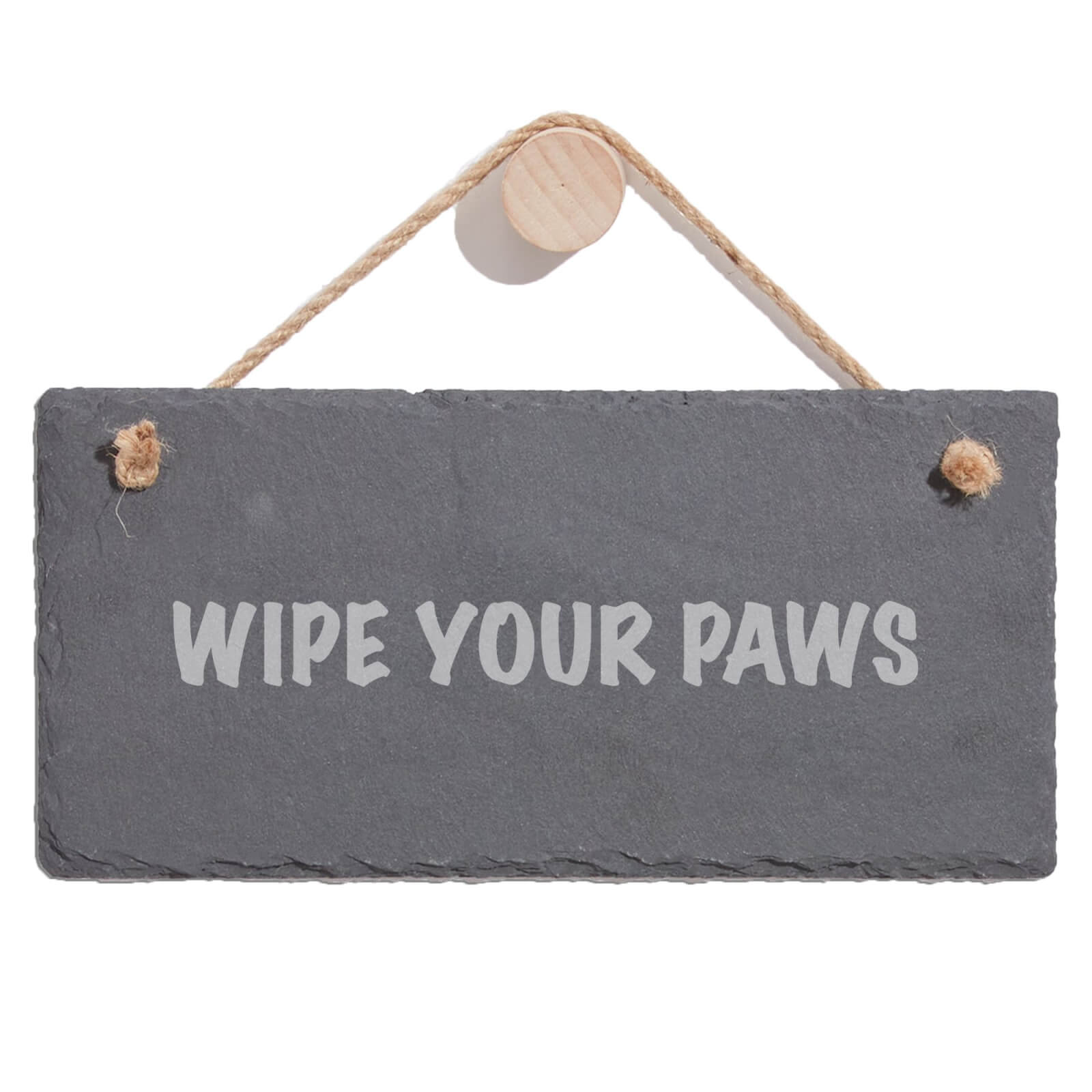 Wipe Your Paws Engraved Slate Hanging Sign
