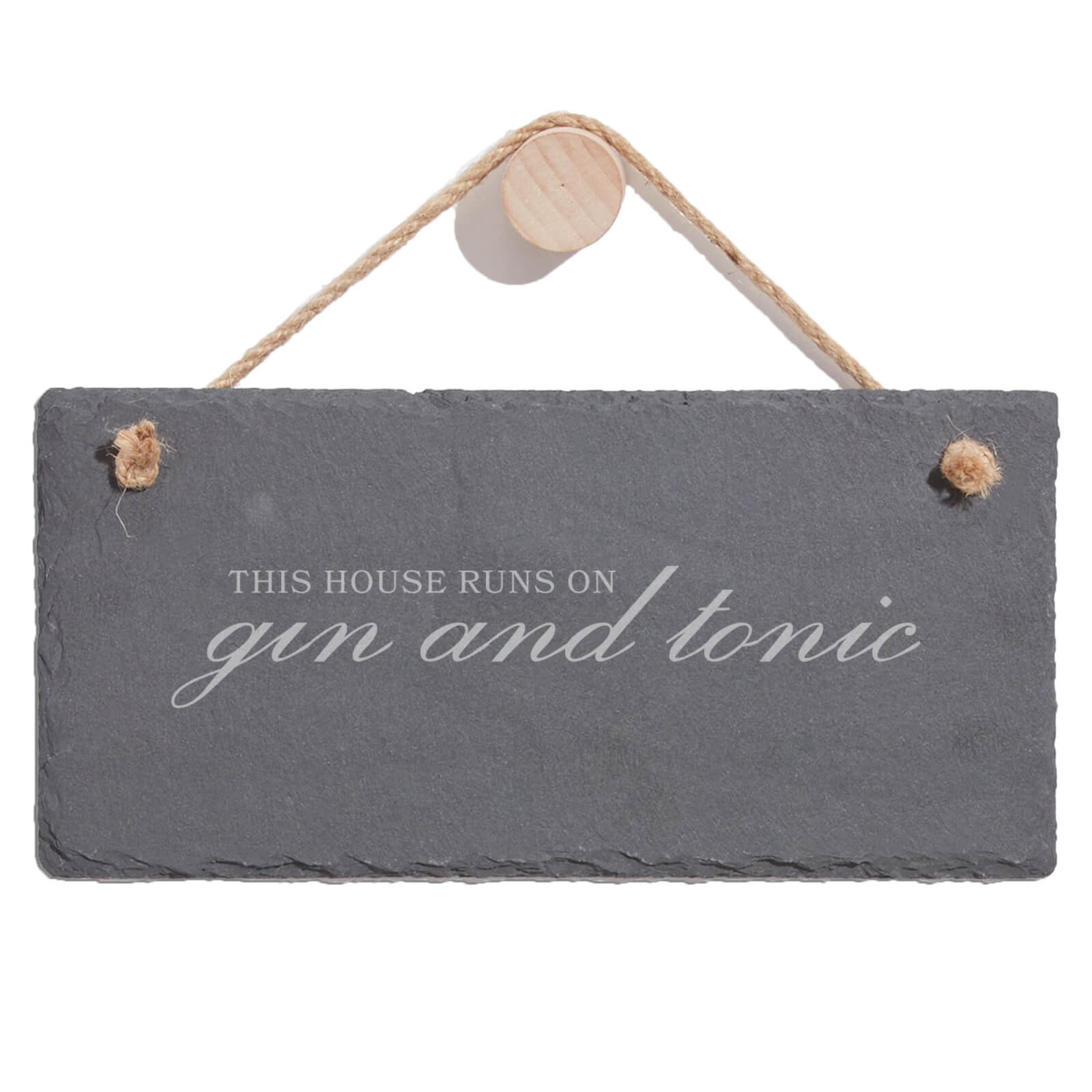 This House Runs On Gin And Tonic Engraved Slate Hanging Sign