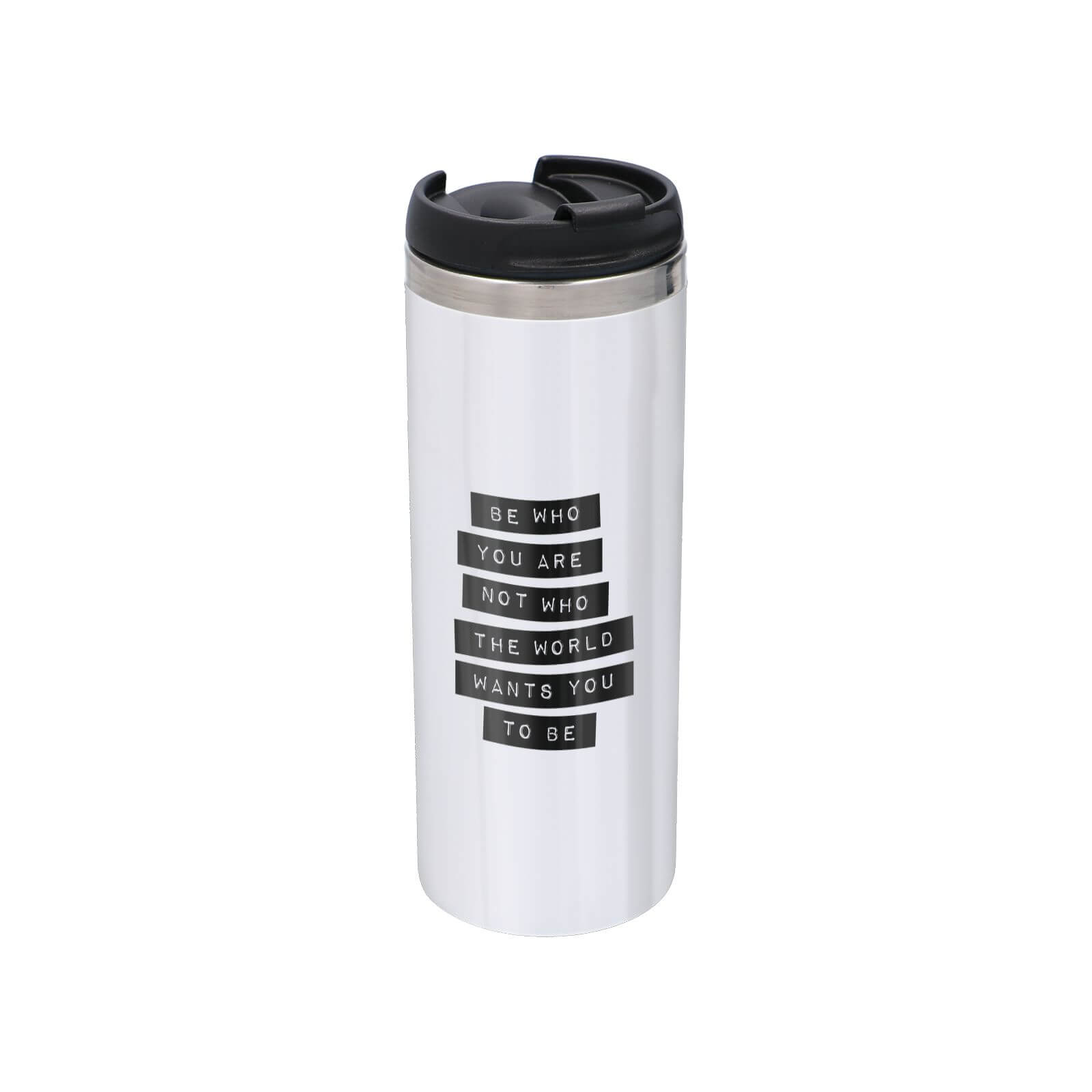 The Motivated Type Be Who You Are Stainless Steel Thermo Travel Mug - Metallic Finish