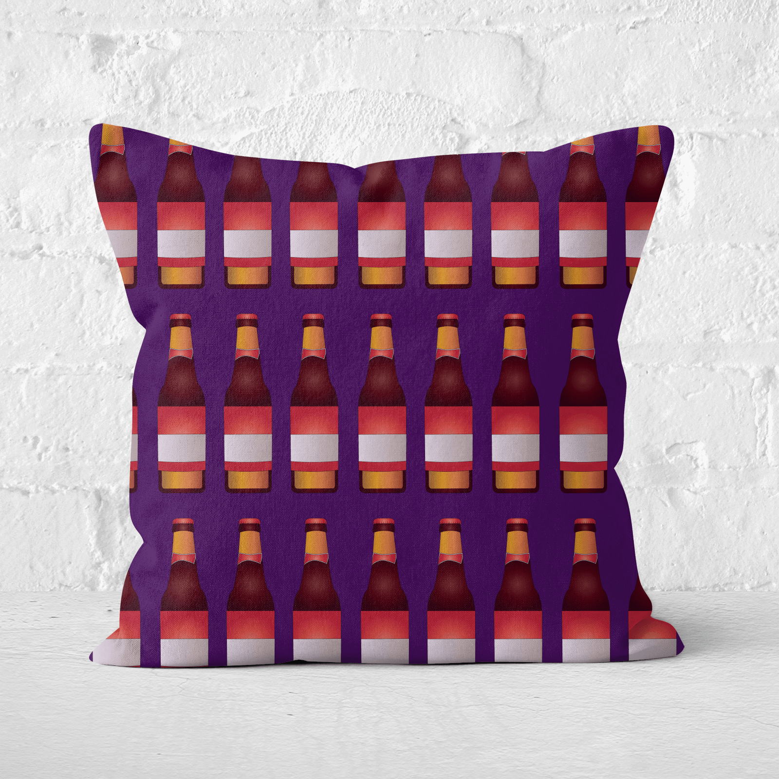 Beer Bottle Square Cushion - 60x60cm - Soft Touch