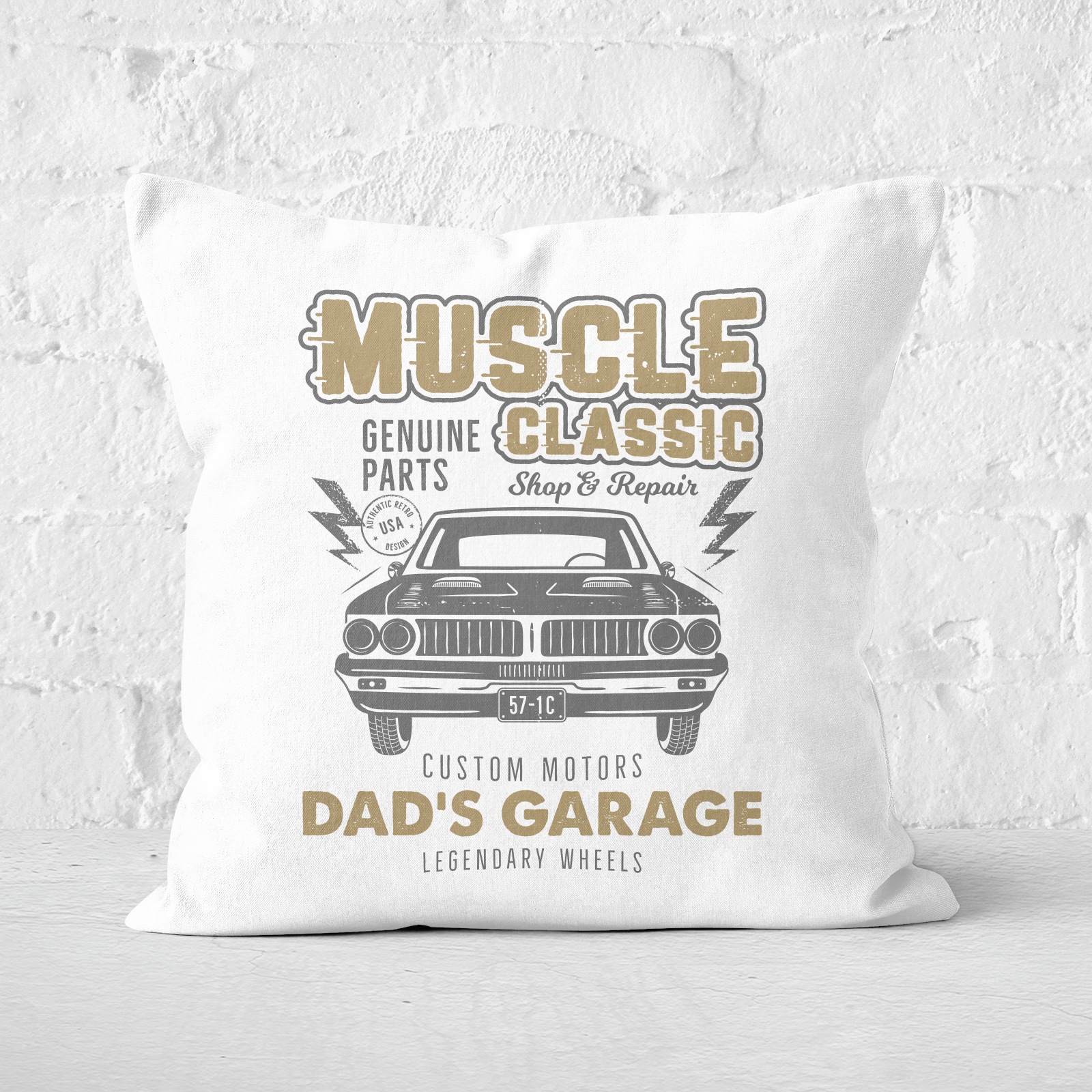 Dad's Garage Square Cushion - 50x50cm - Soft Touch