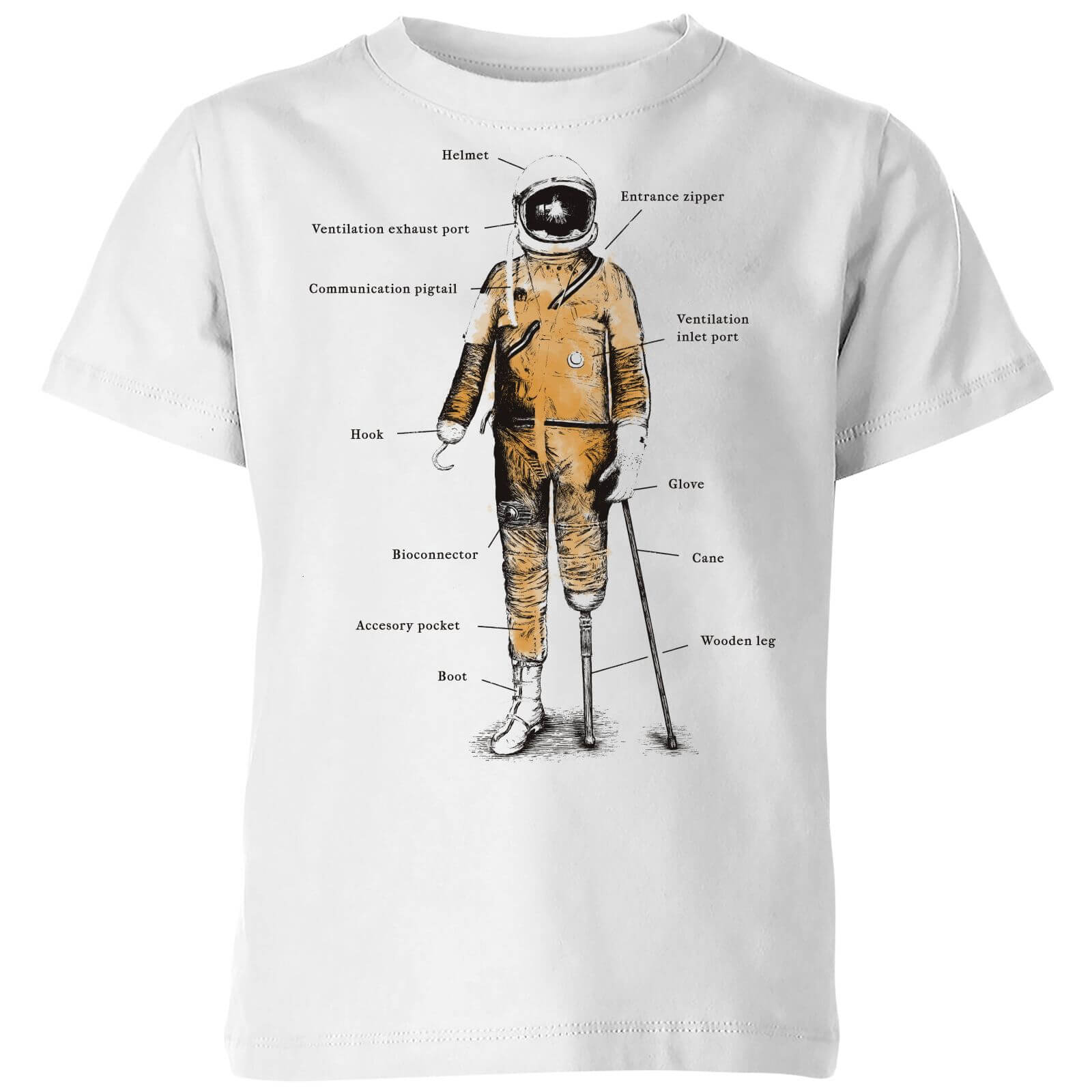 Astronaut Kids' T-Shirt - White - 9-10 Years - White