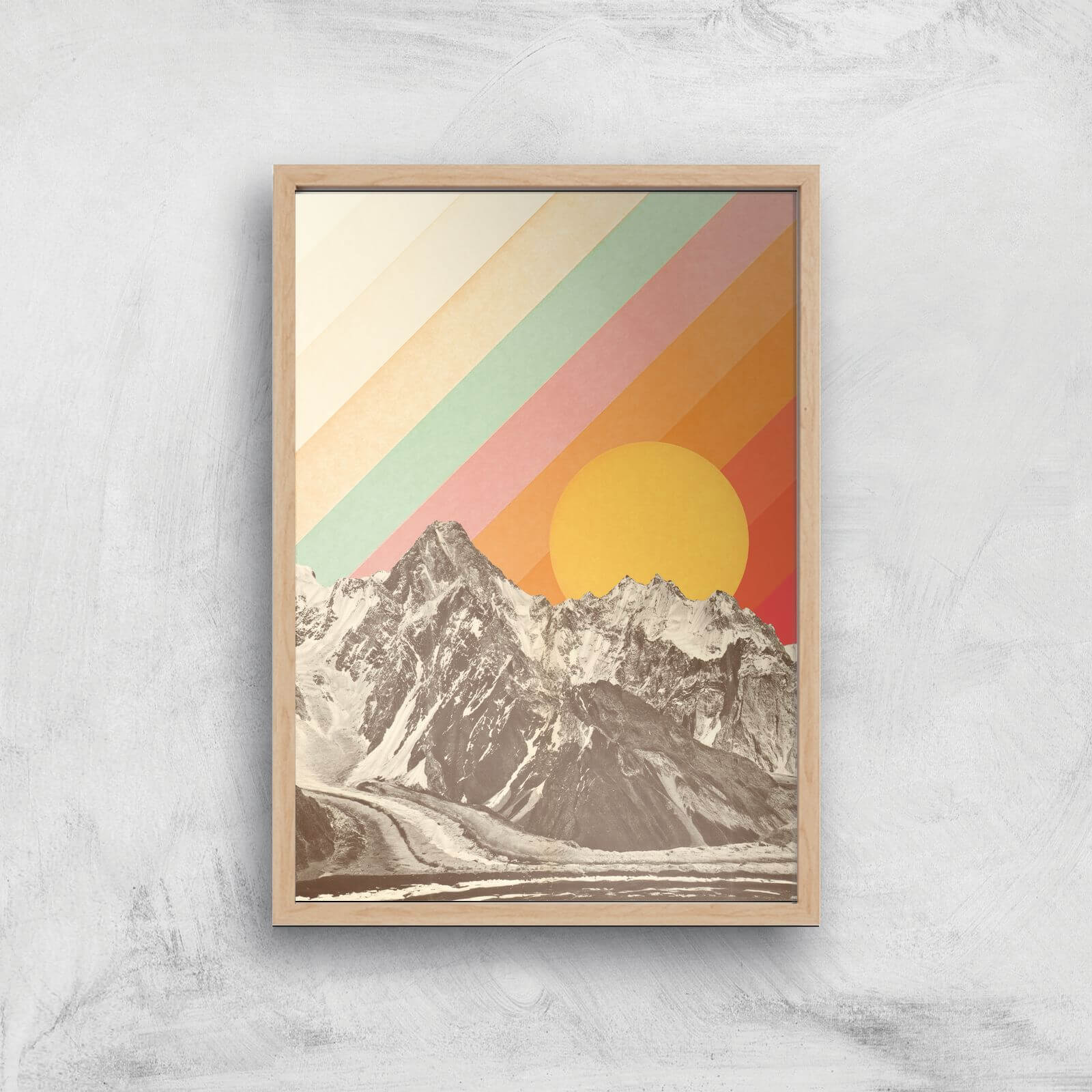 Mountainscape Giclee Art Print - A4 - Wooden Frame