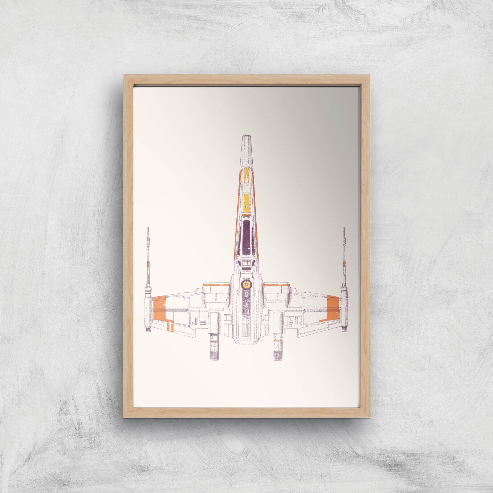 Space Ship Giclee Art Print - A4 - Wooden Frame