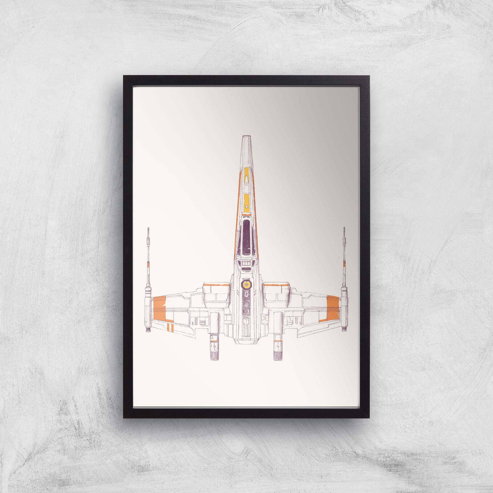 Space Ship Giclee Art Print - A3 - Black Frame