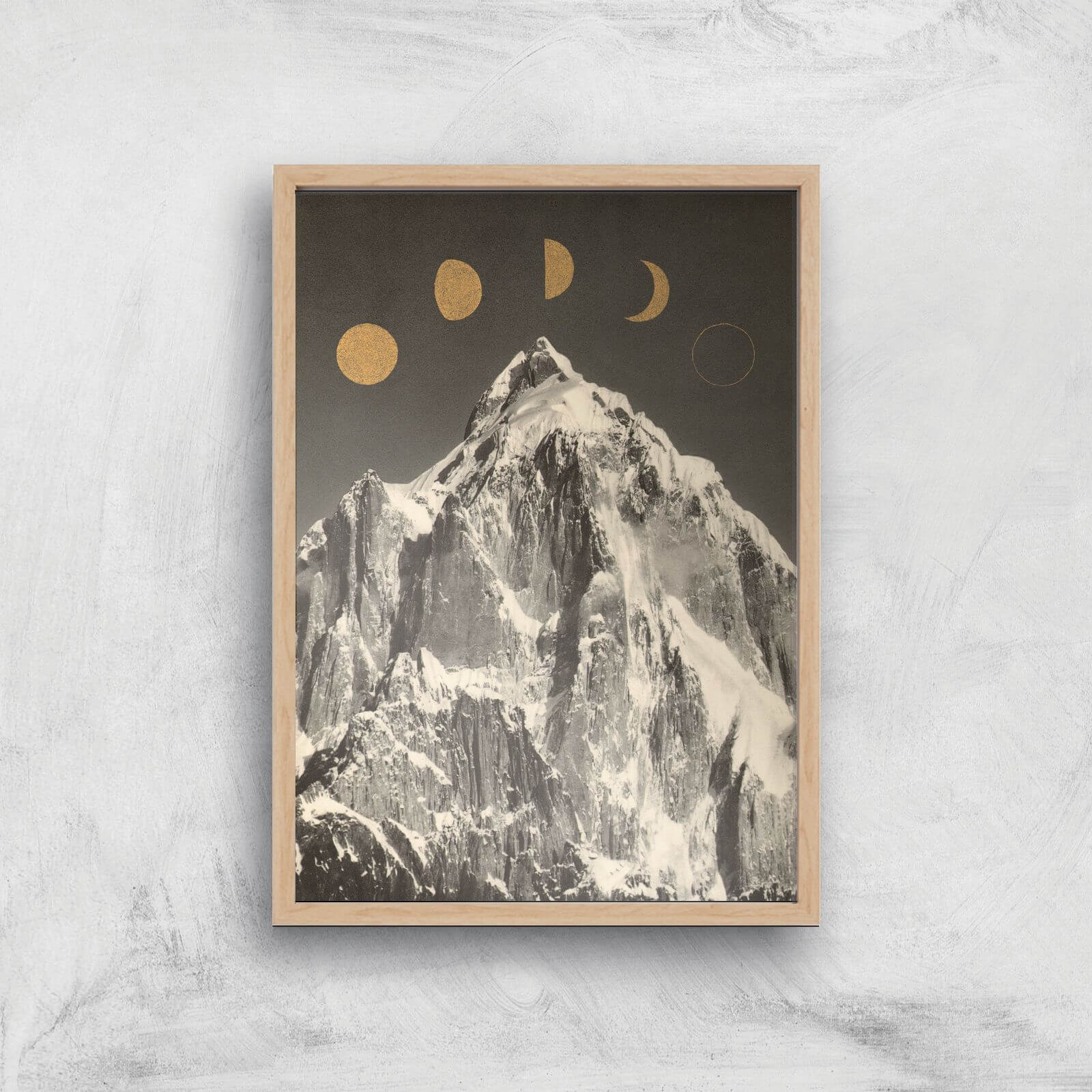 Moon Phases Giclee Art Print - A4 - Wooden Frame