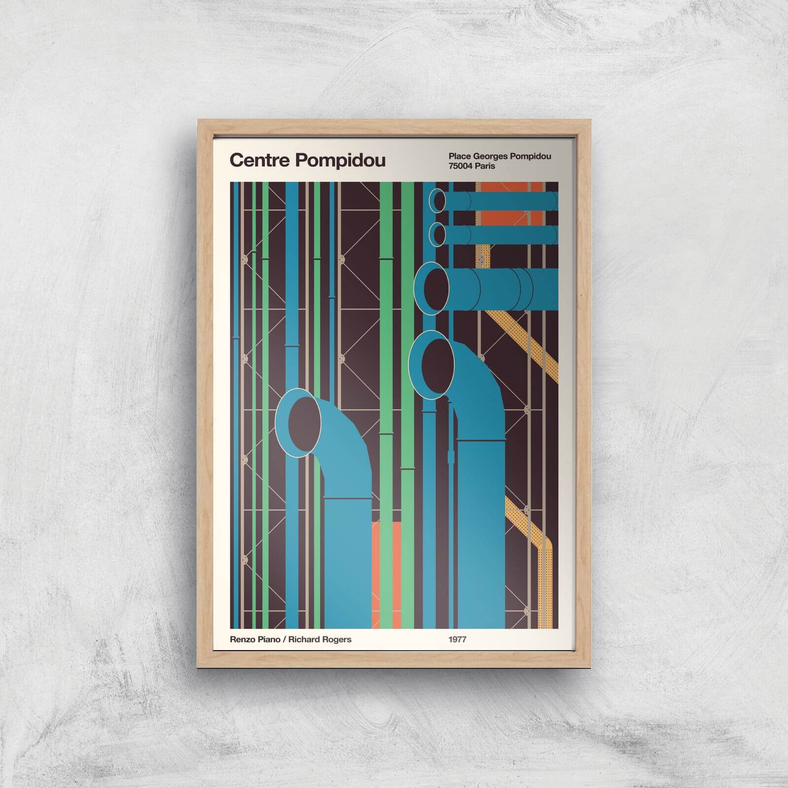 Pompidou Giclee Art Print - A4 - Wooden Frame