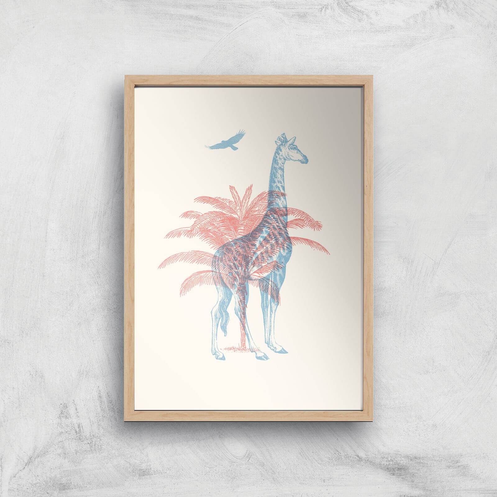 Giraffe Giclee Art Print - A3 - Wooden Frame