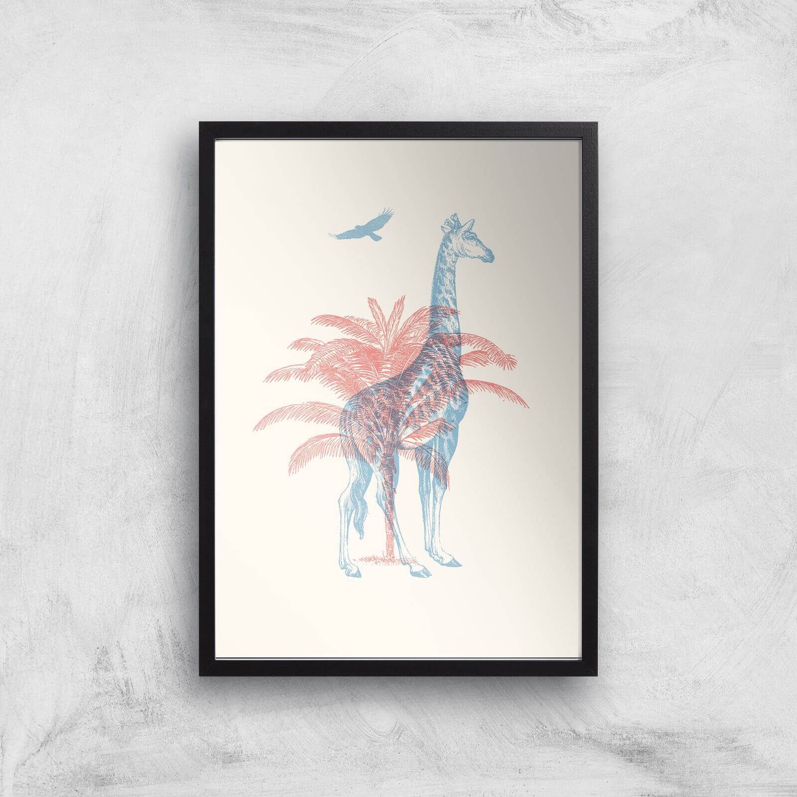 Giraffe Giclee Art Print - A2 - Black Frame