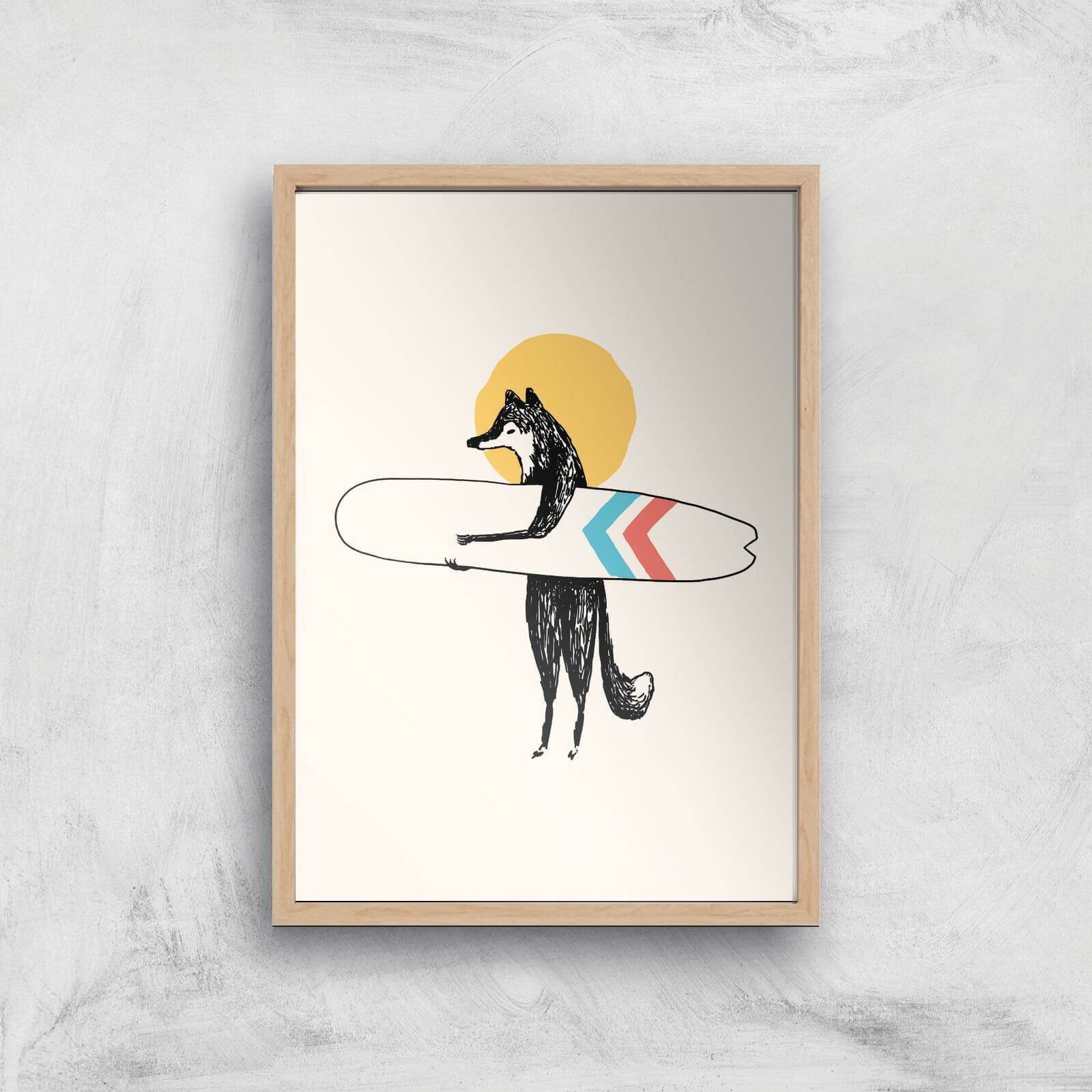 Here Comes The Sun Giclee Art Print - A4 - Wooden Frame