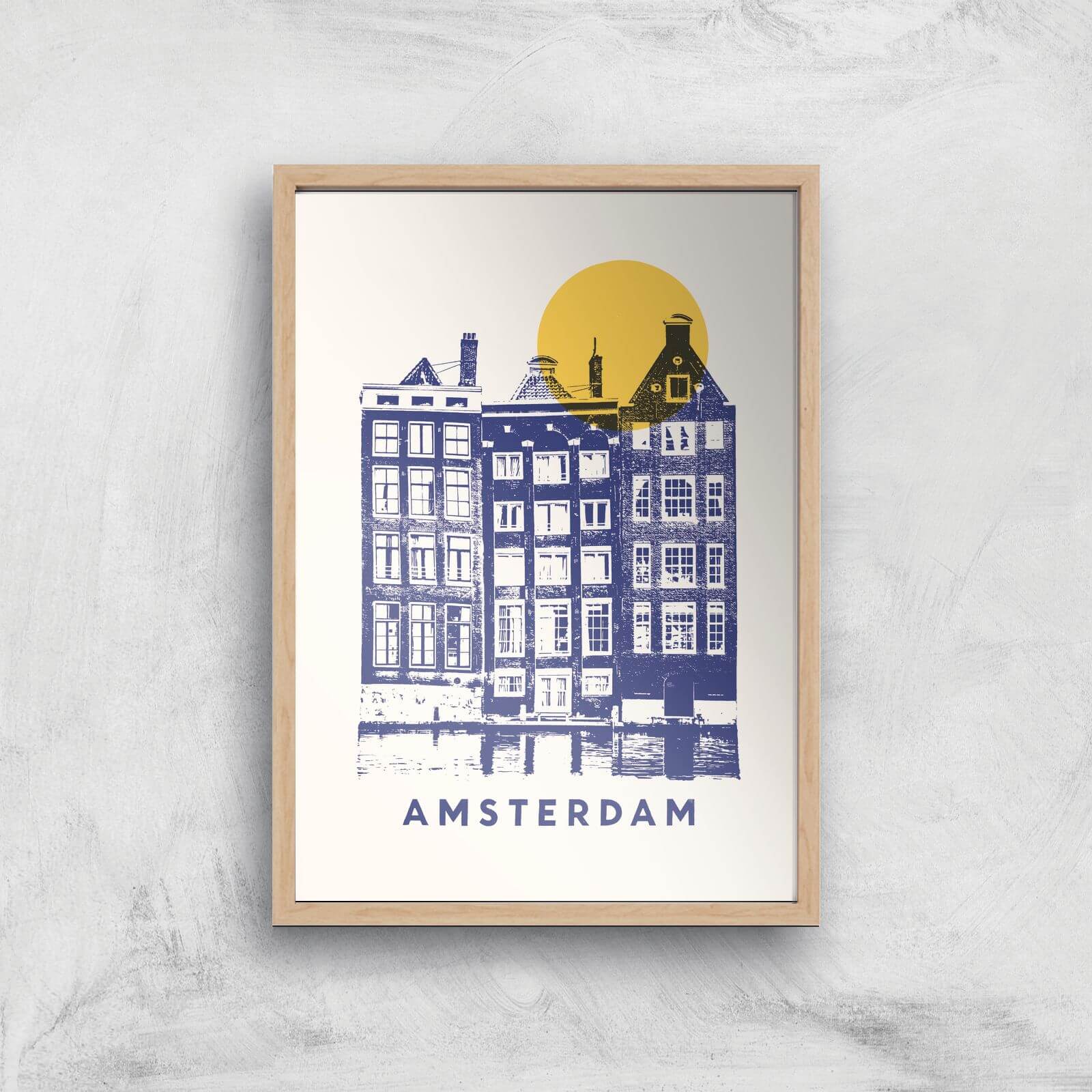 Amsterdam Giclee Art Print - A4 - Wooden Frame