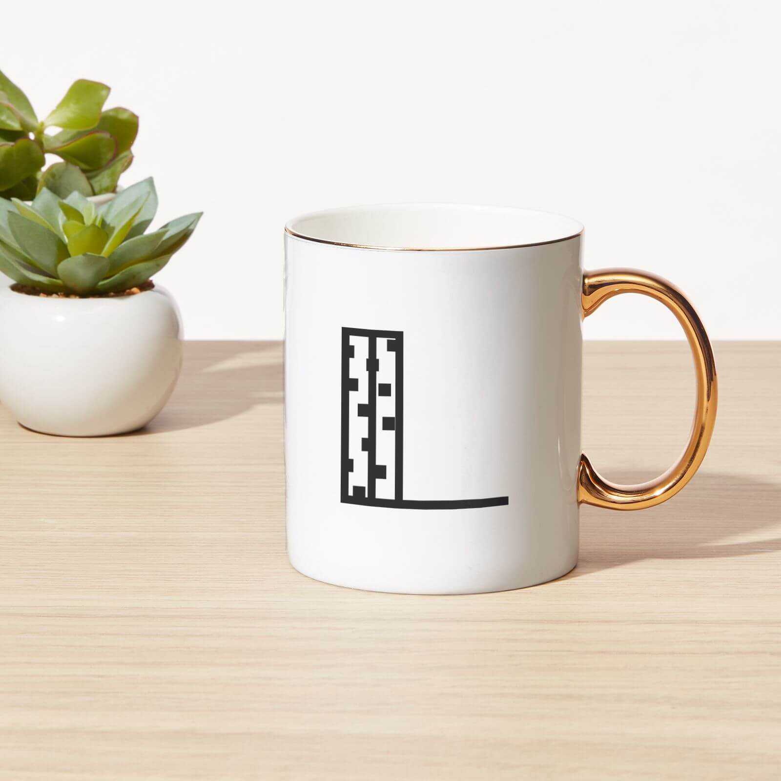 Stylised Letter Bone China Gold Handle Mug - L