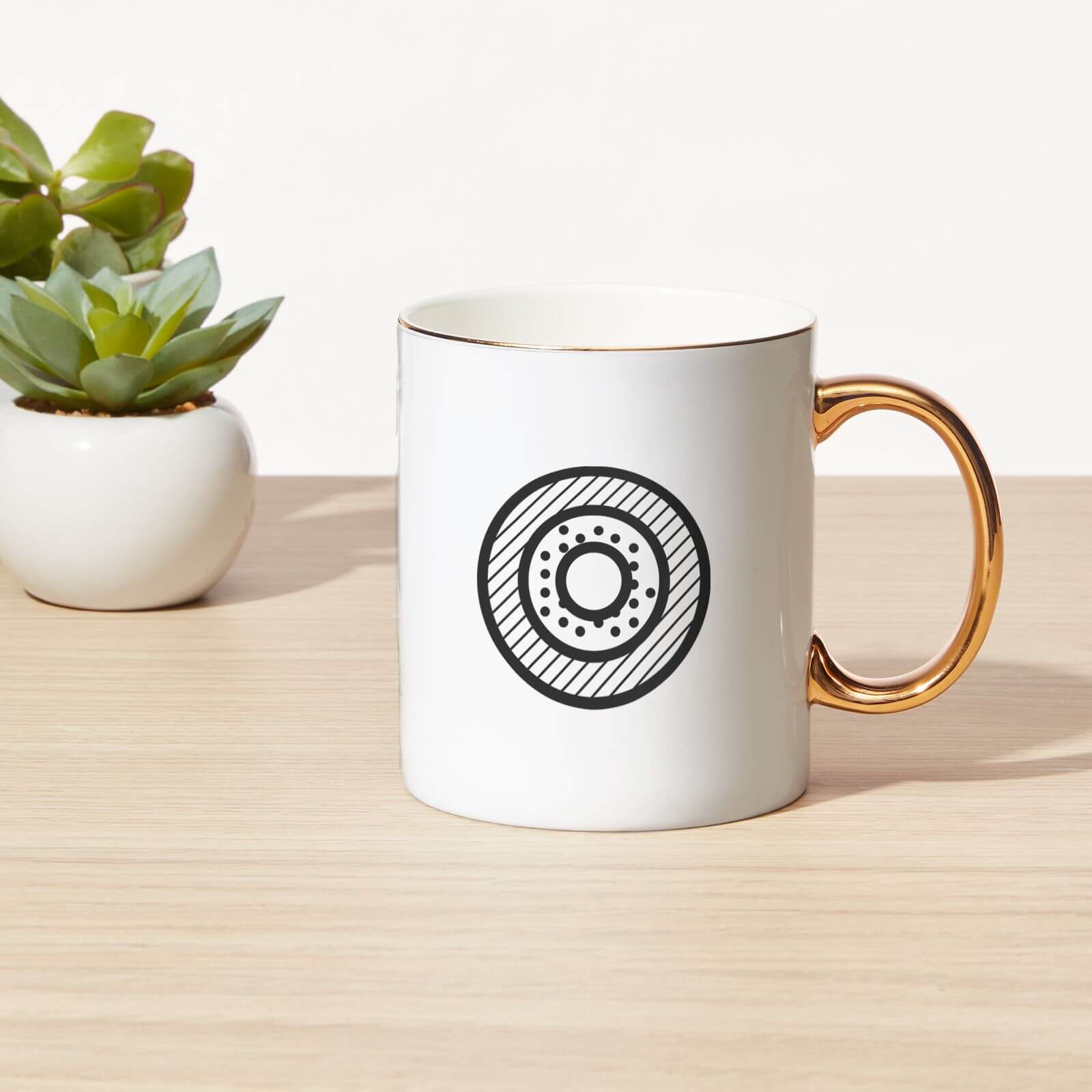 Stylised Letter Bone China Gold Handle Mug - O