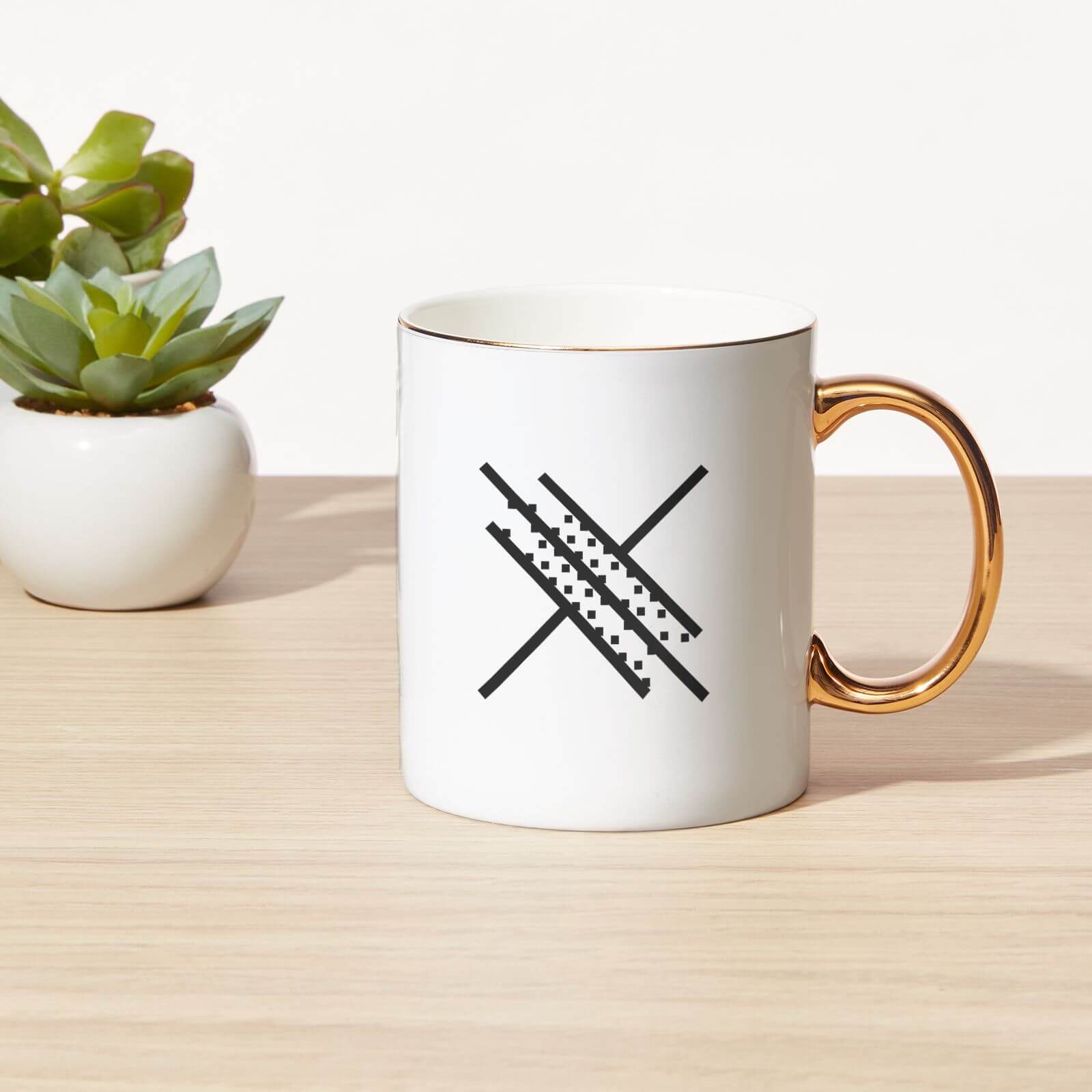 Stylised Letter Bone China Gold Handle Mug - X