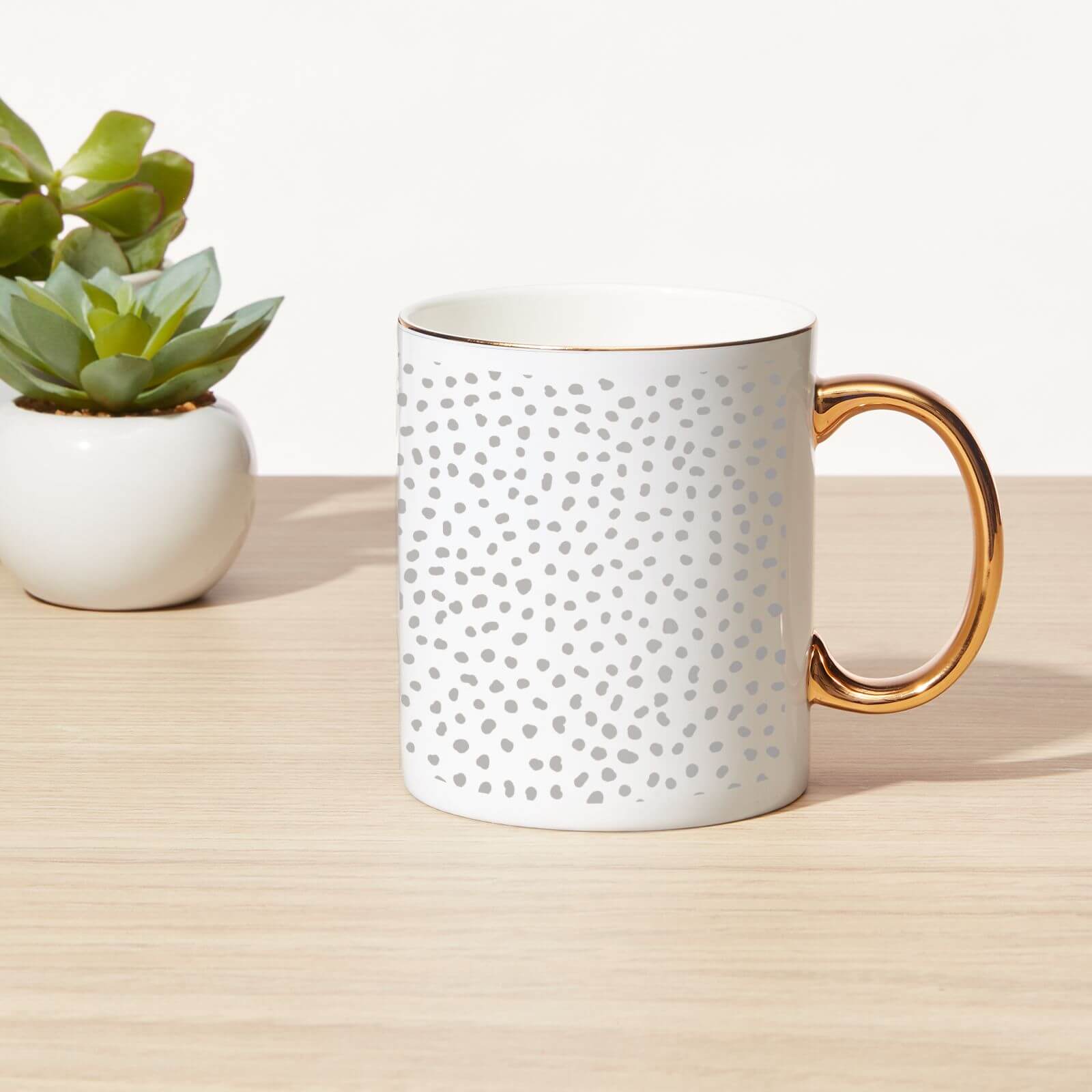 Spots Bone China Gold Handle Mug