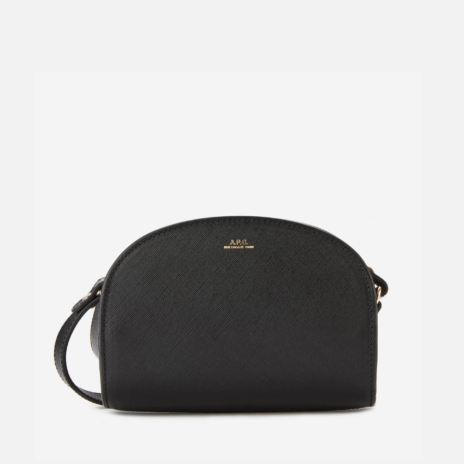 A.P.C. Women's Saffiano Mini Demi-Lune Cross Body Bag - Black