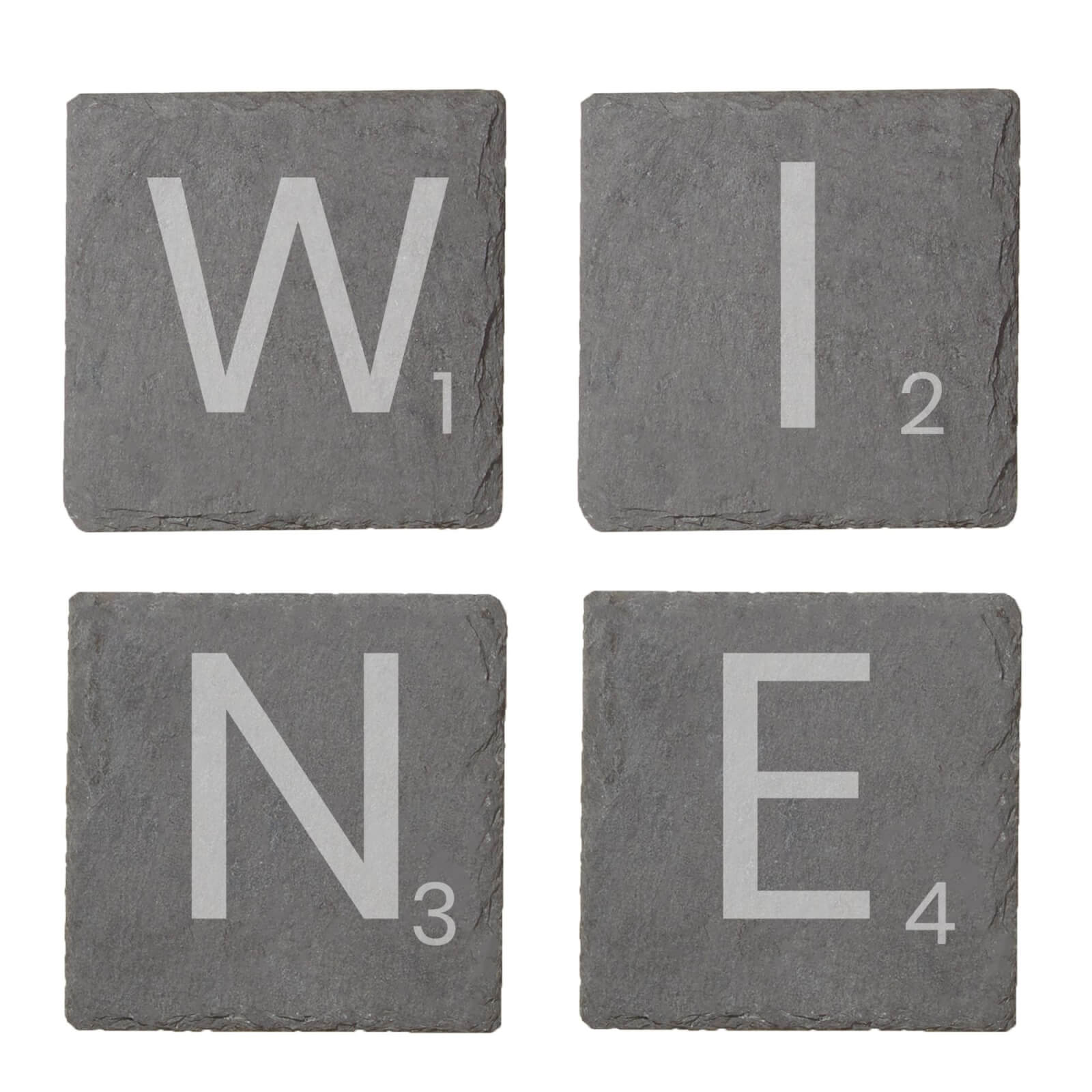 Wine Engraved Slate Coaster Set