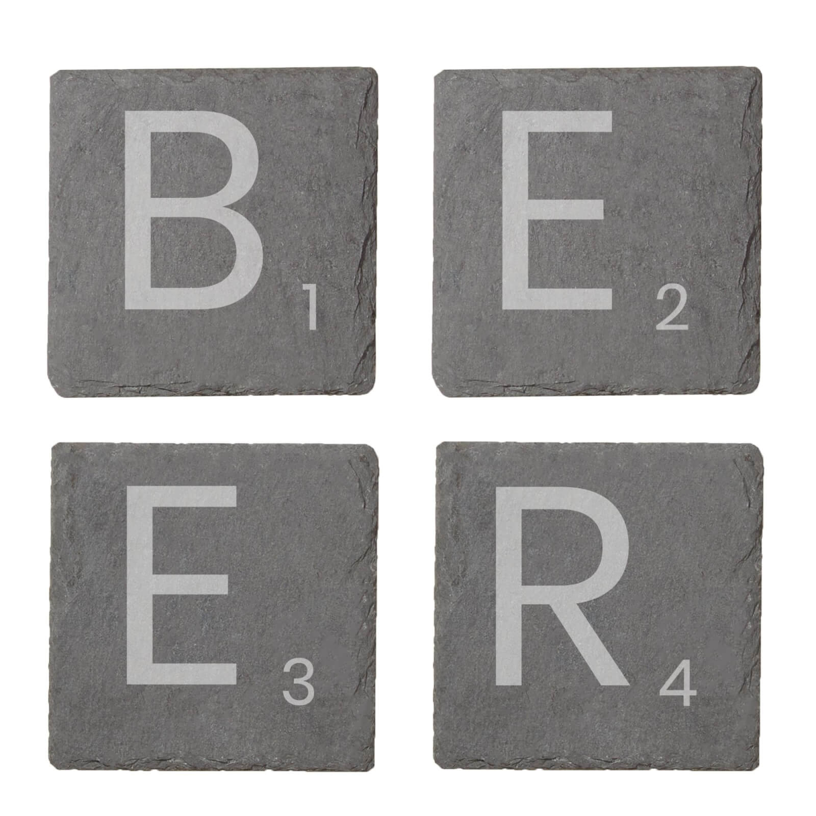 Beer Engraved Slate Coaster Set
