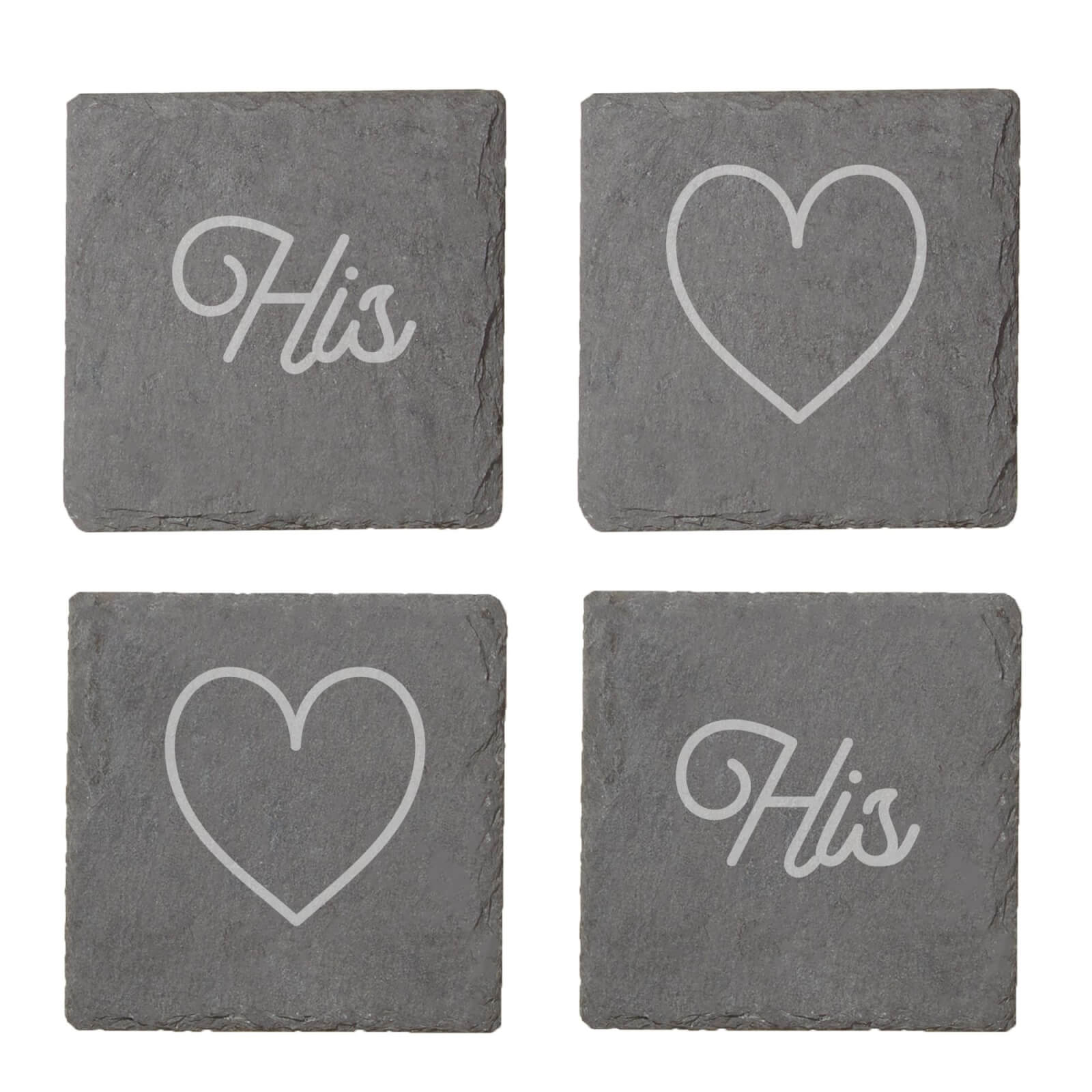 His And His Engraved Slate Coaster Set