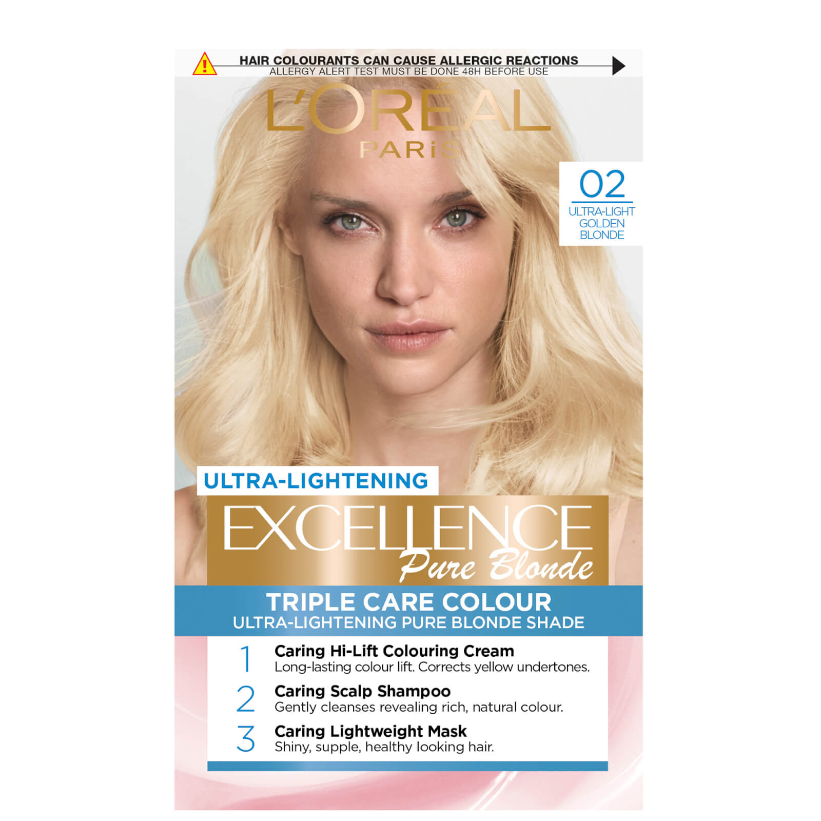 L'Oreal Paris Excellence Creme Permanent Hair Dye (Various Shades) - 02 Ultra-Light Golden Blonde