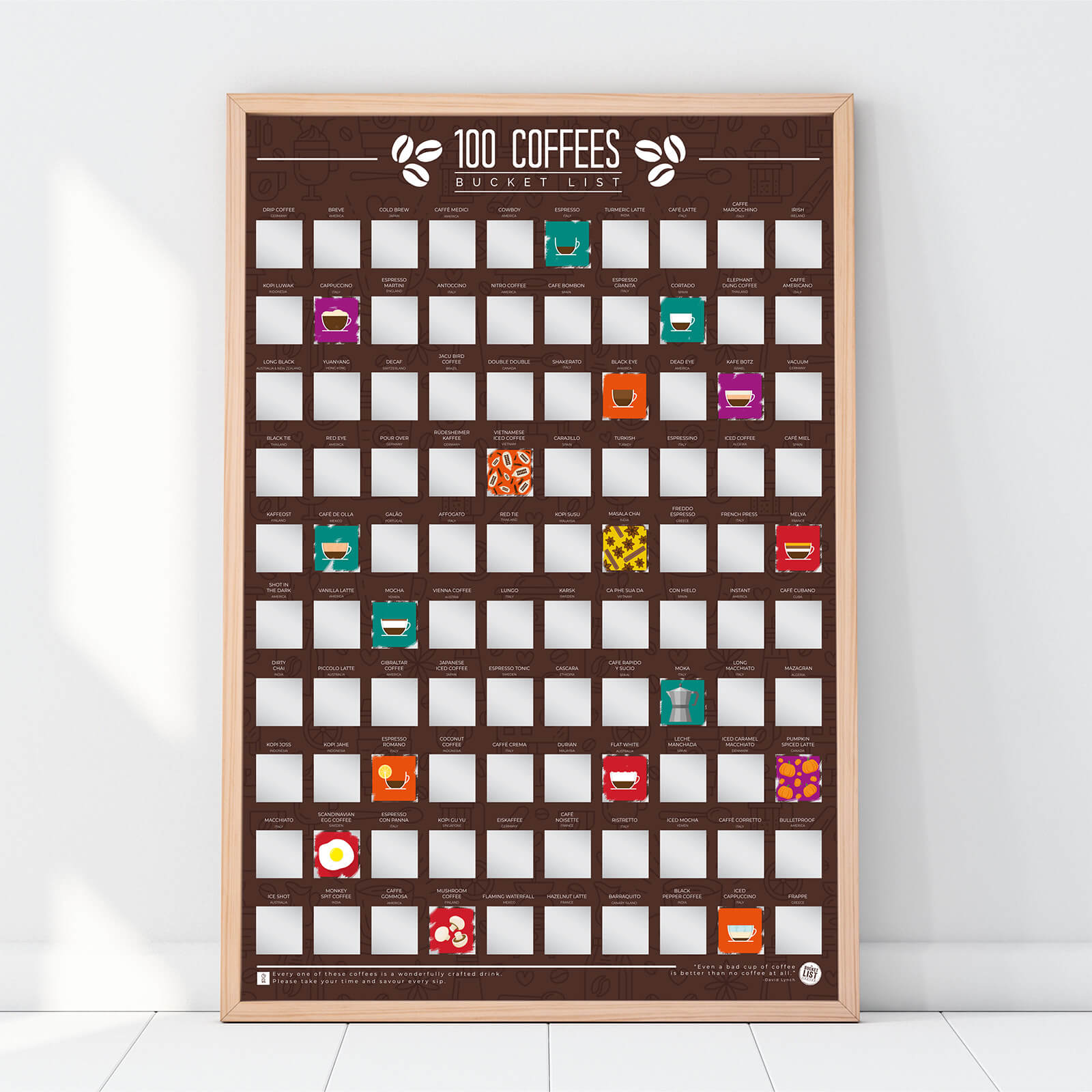 Image of 100 Coffees Bucket List Scratch Poster