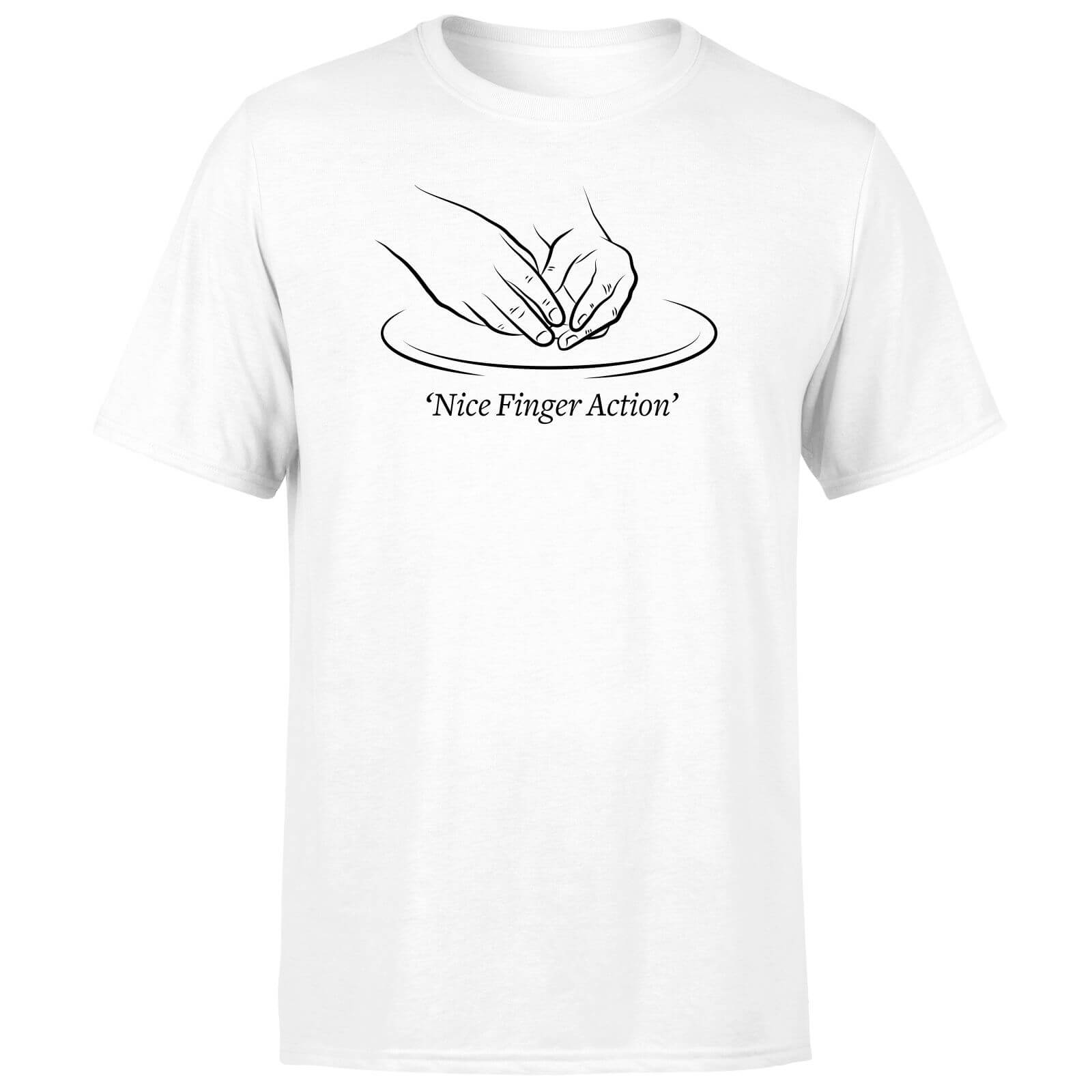 Nice Finger Action Men's T-Shirt - White - 5Xl - Wit