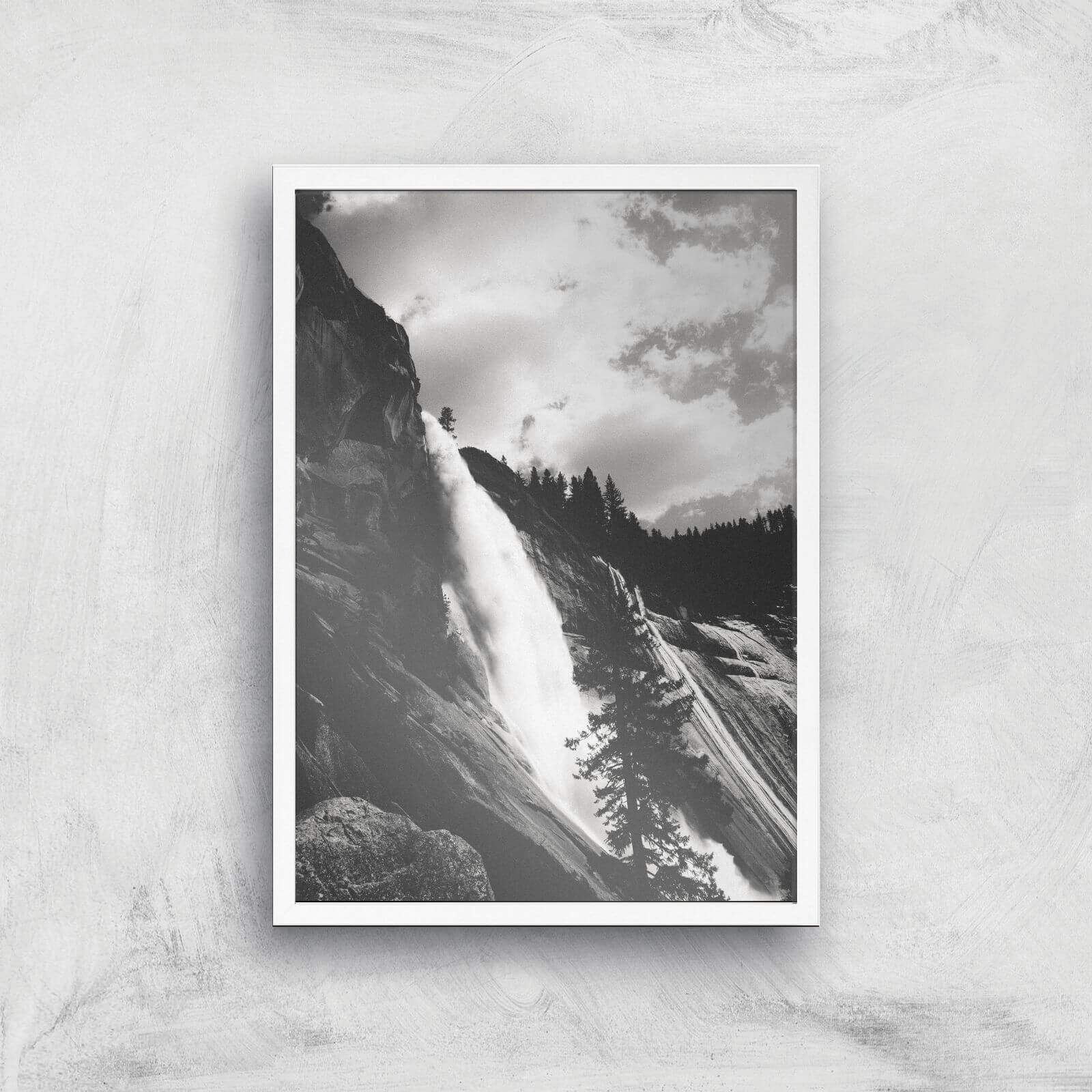 Yosemite Crashing Waterfall Giclee Art Print - A3 - White Frame