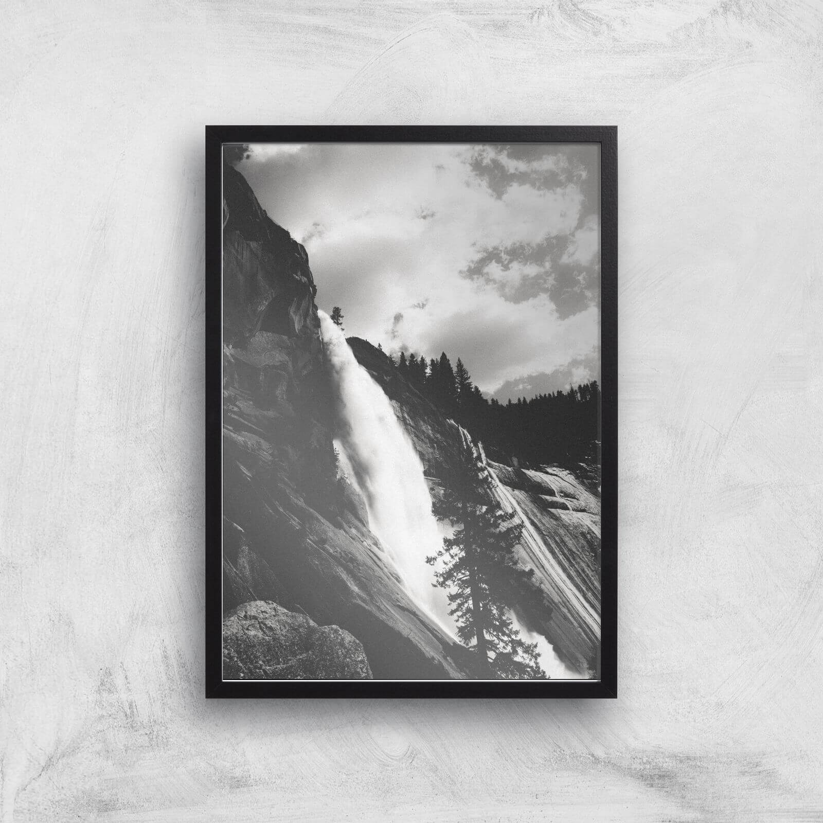 Yosemite Crashing Waterfall Giclee Art Print - A2 - Black Frame