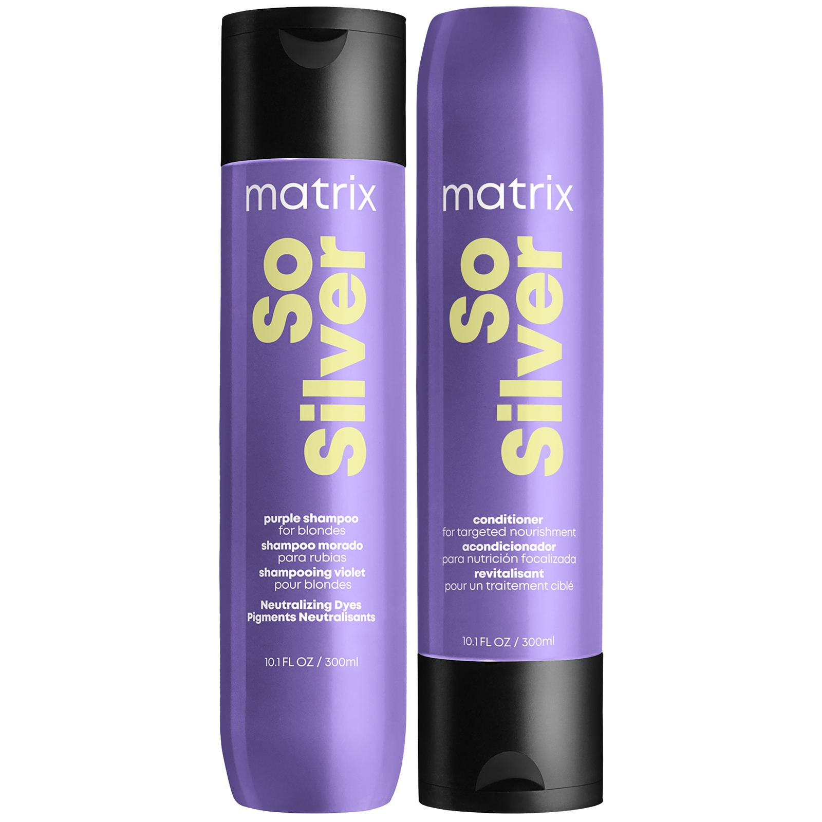 Image of Matrix Total Results So Silver Purple Toning Shampoo and Conditioner for Blonde, Silver & Grey Hair 300ml Duo