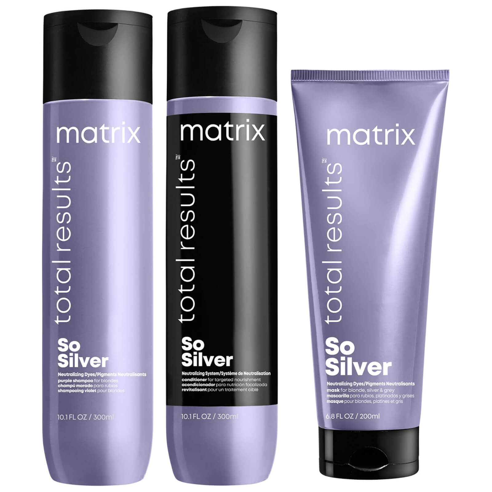 Matrix Total Results So Silver Purple Toning Shampoo, Conditioner and Hair Mask Routine for Blonde, 
