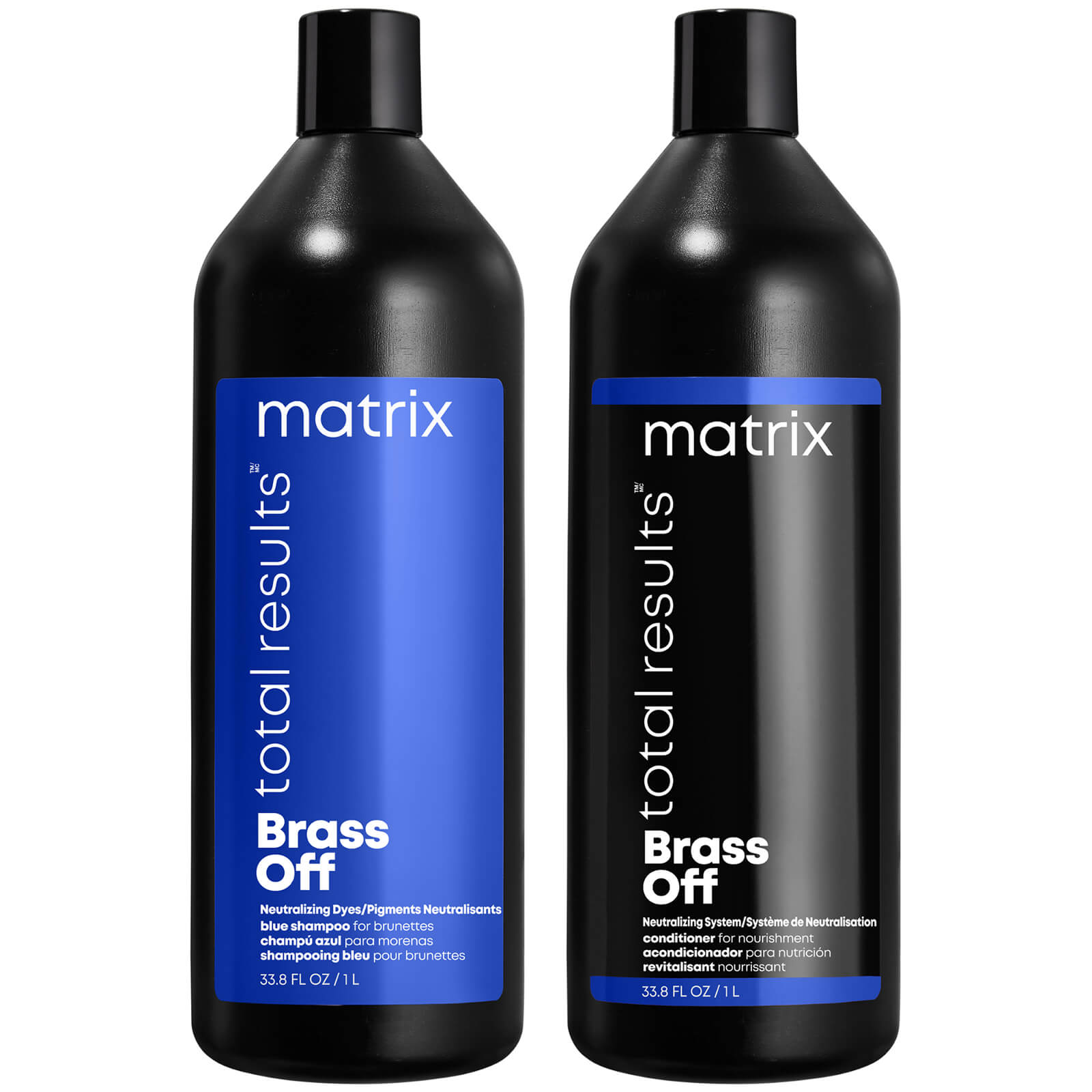 Matrix Brass Off Colour Correcting Blue Anti-Brass Shampoo and Conditioner Duo Set for Lightened Bru