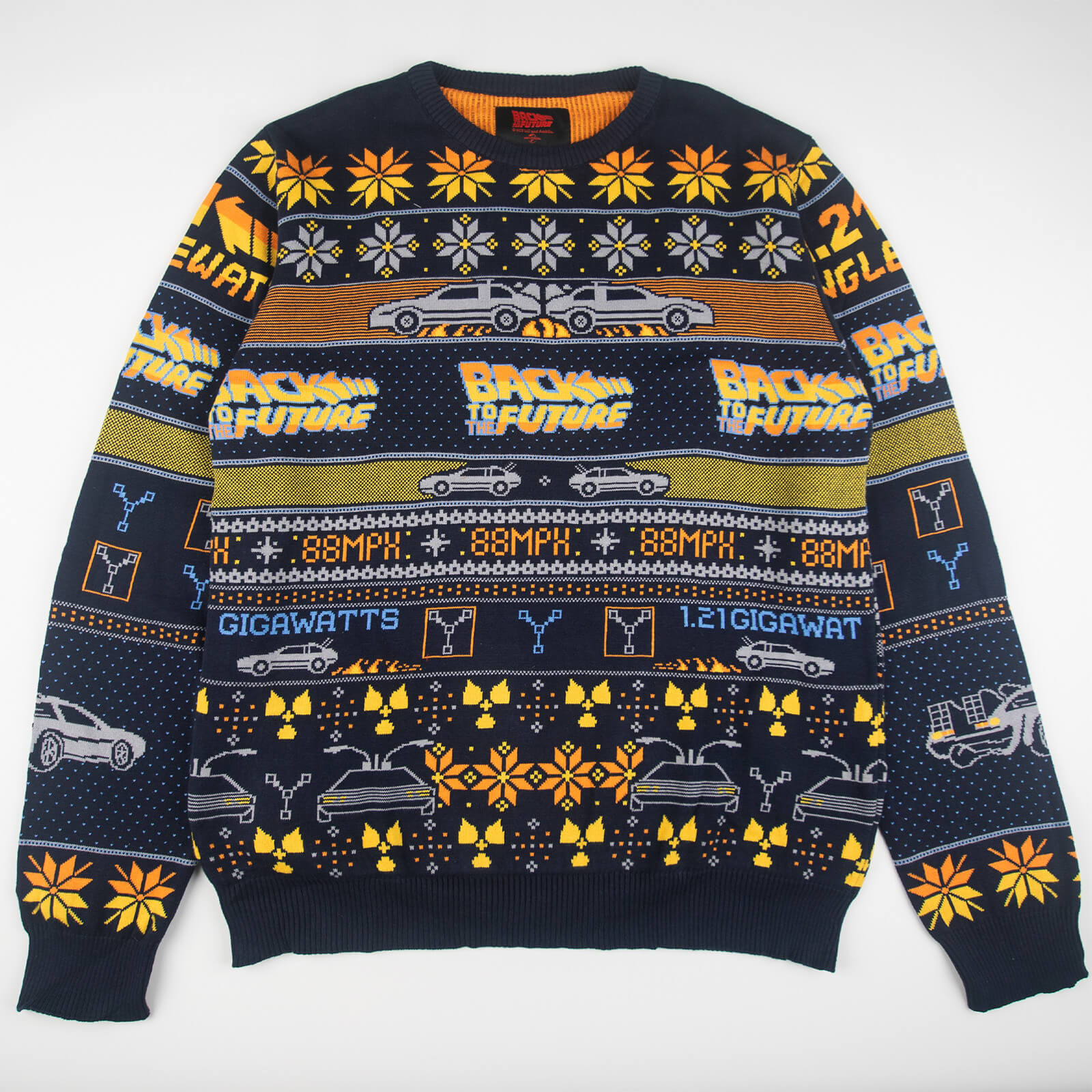 Image of Back to the Future Christmas Knitted Jumper Navy - XS