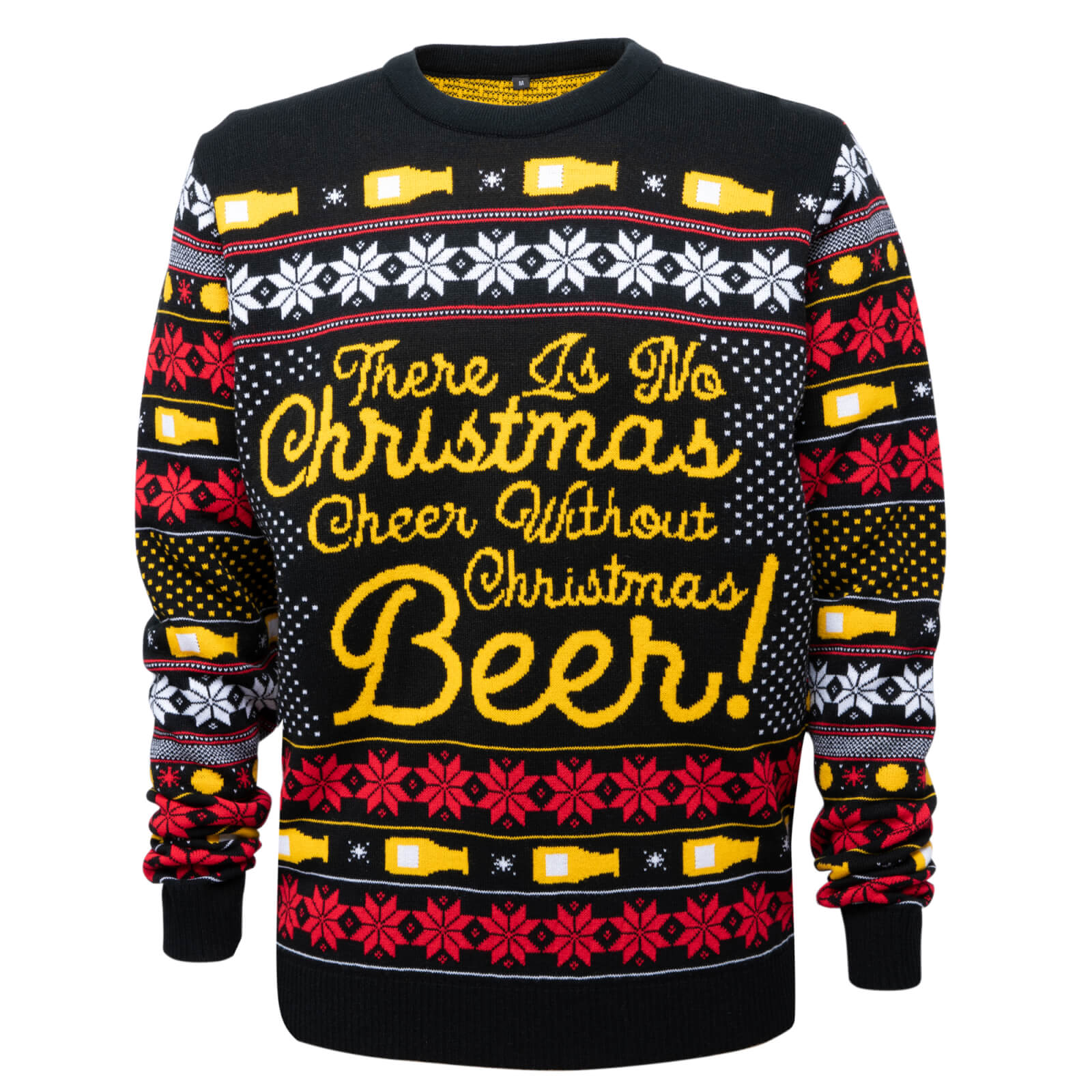 Novelty Christmas Beer Jumper - Black - XS