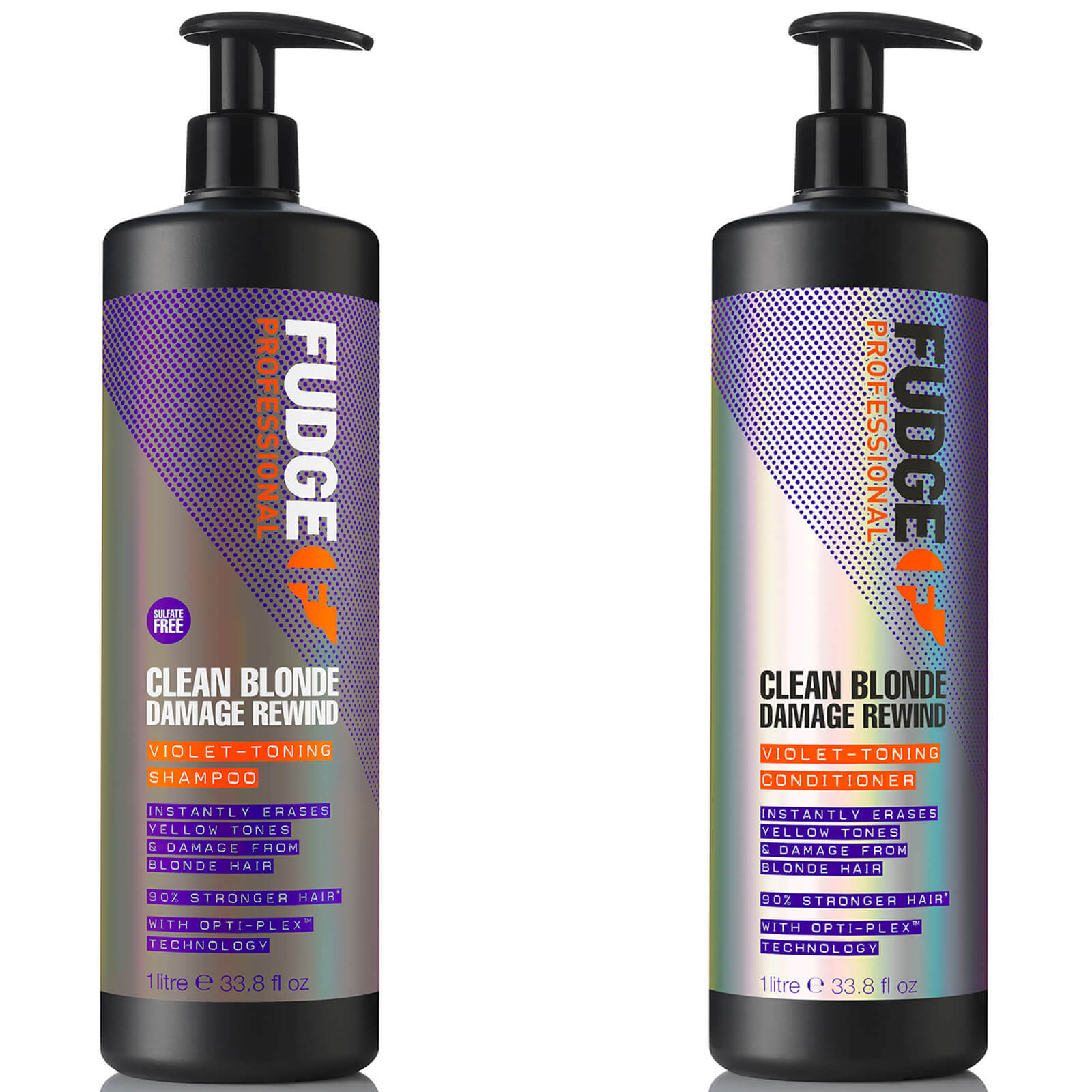 

Fudge Professional Clean Blonde Damage Rewind Violet-Toning Shampoo and Conditioner Bundle 1L