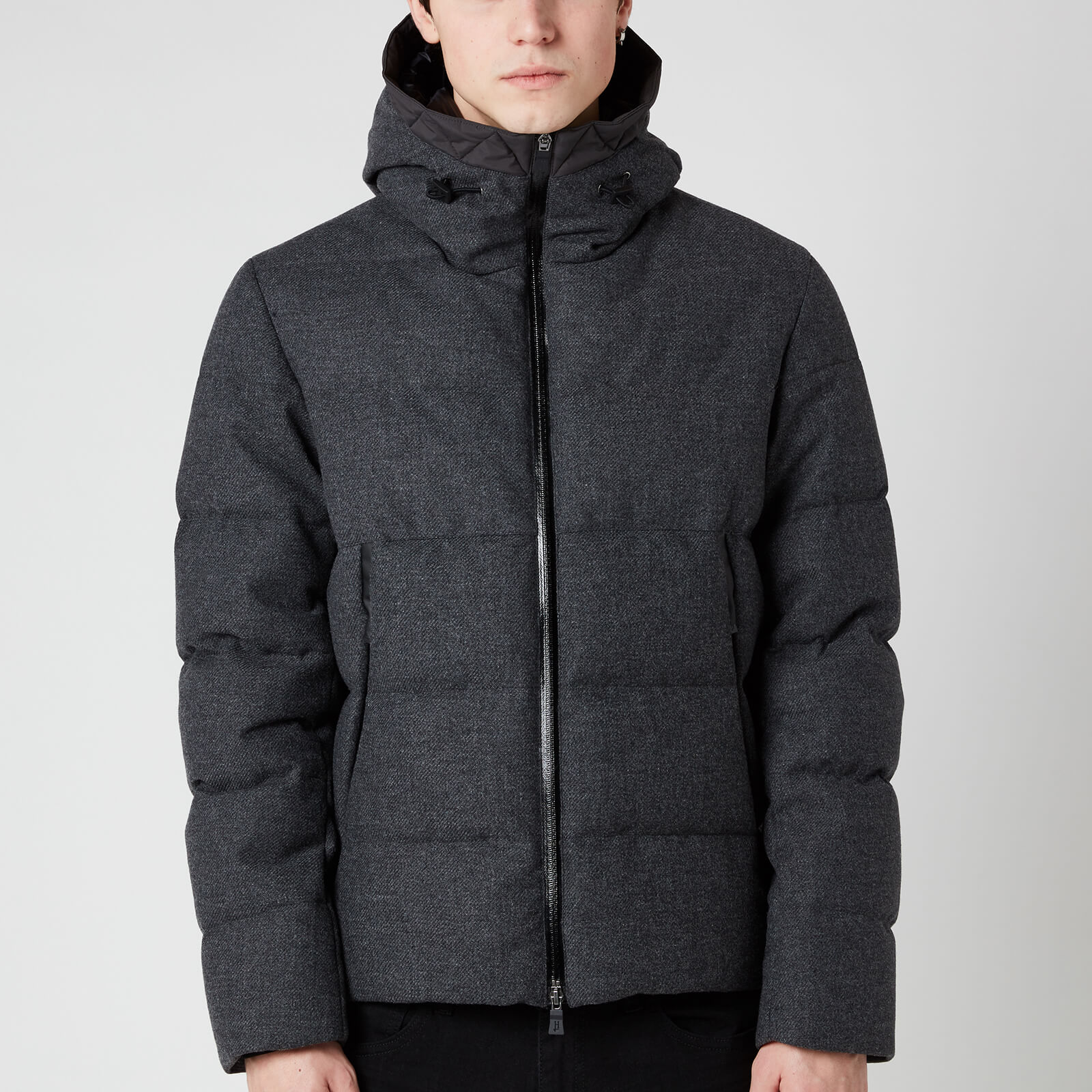 Herno Men's Hooded Down Bomber Jacket - Dark Grey - 48/M