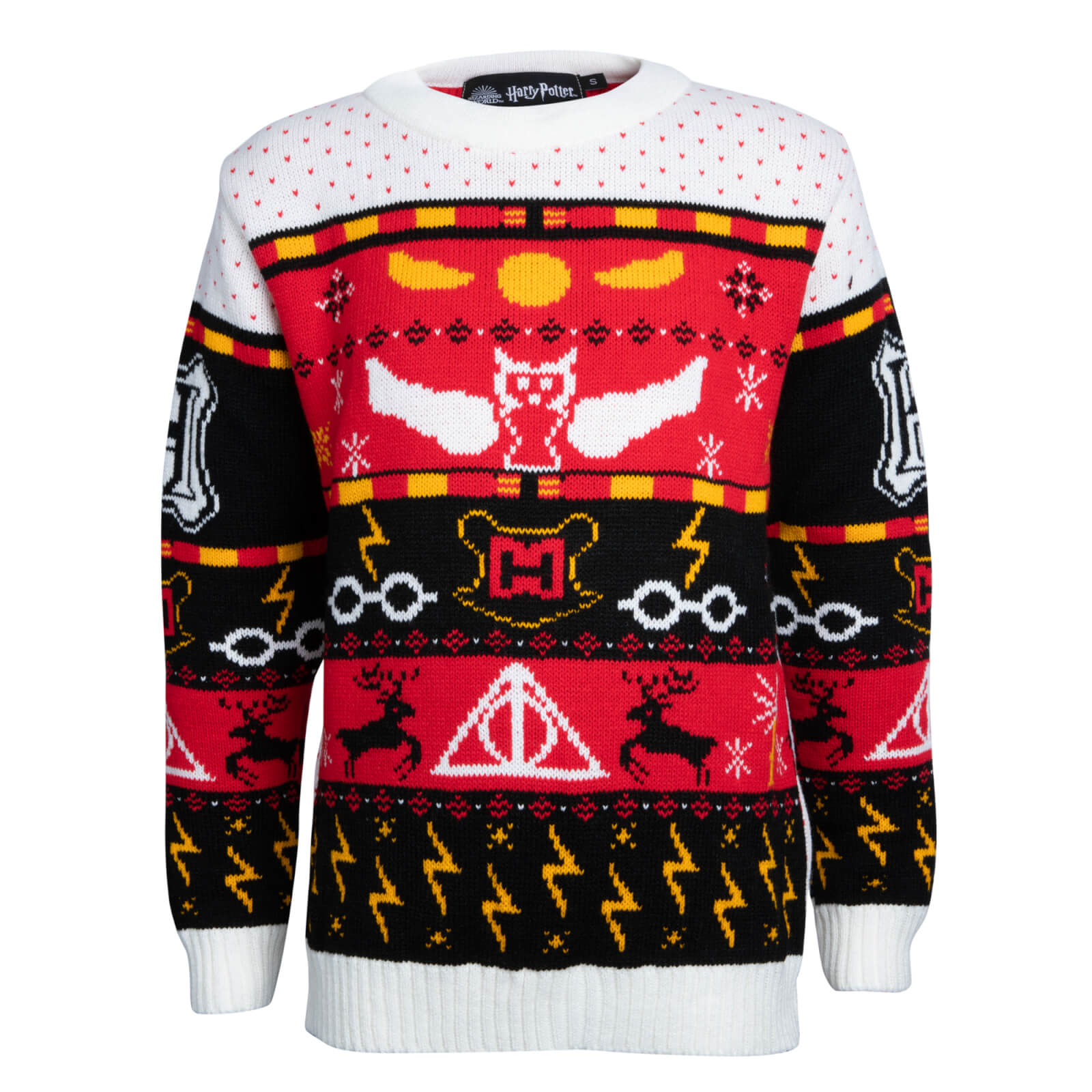 Harry Potter Kids Christmas Knitted Jumper - Red - L