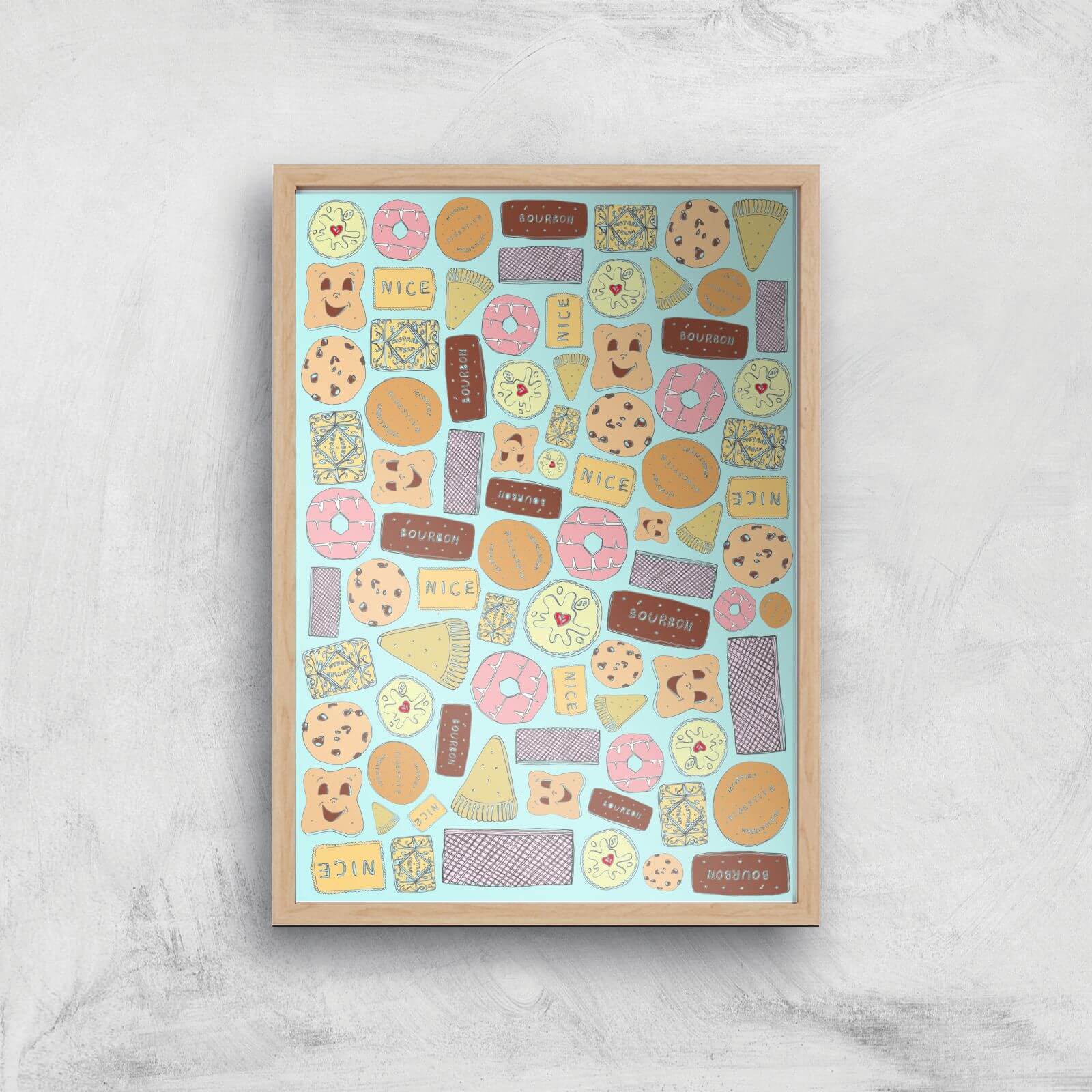 Snowtap Vibrant Biscuits Giclee Art Print - A2 - Wooden Frame