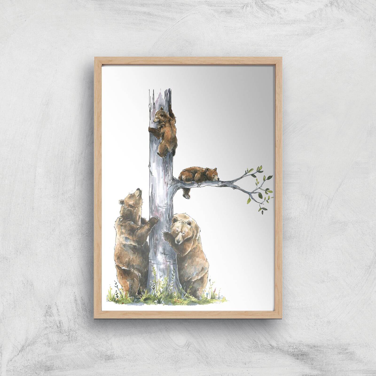 Snowtap Family Of Four Giclee Art Print - A4 - Wooden Frame
