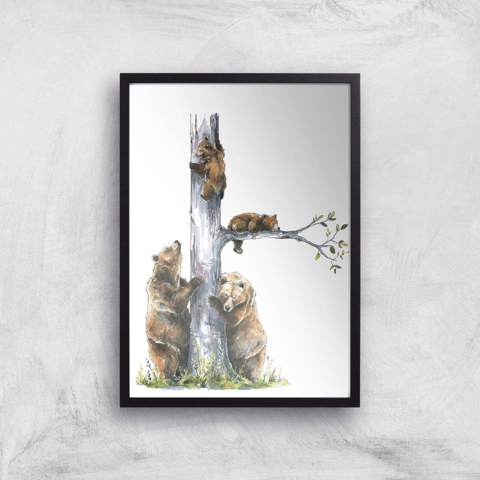 Snowtap Family Of Four Giclee Art Print - A3 - Black Frame