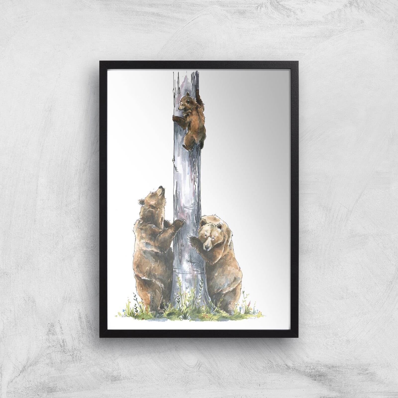 Snowtap Family Of Three Giclee Art Print - A3 - Black Frame