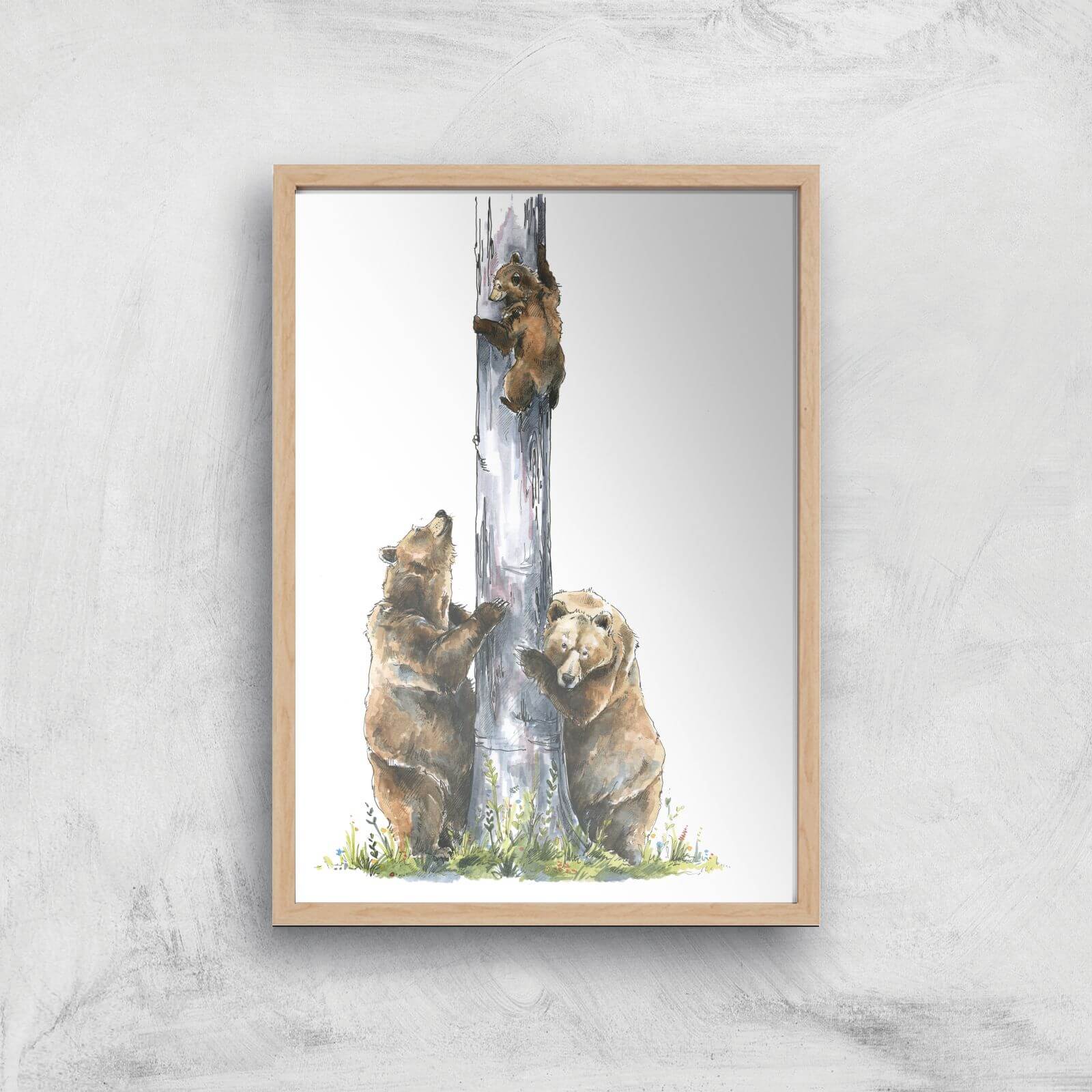 Snowtap Family Of Three Giclee Art Print - A2 - Wooden Frame