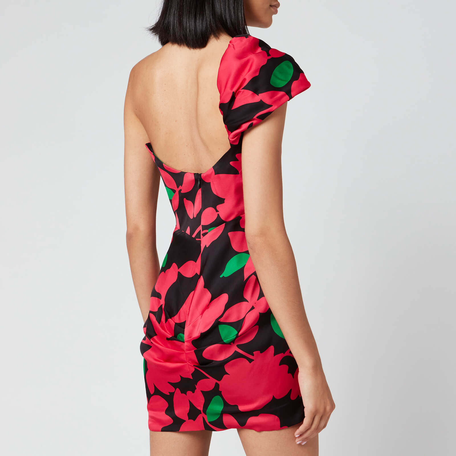 De La Vali Women's Maggie Printed Satin Short Dress - Pink & Green Primrose - UK 12